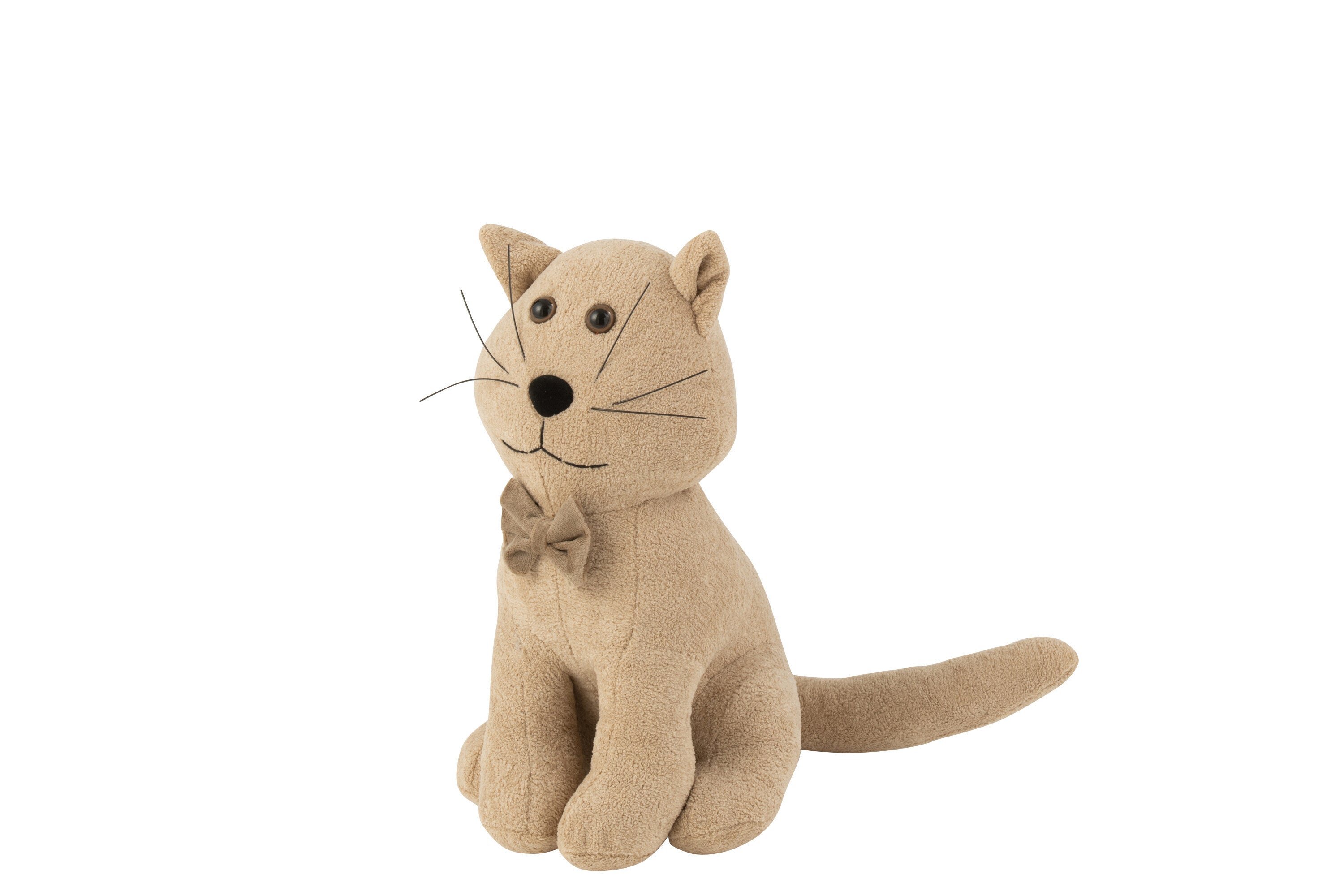Deurstopper Kat+Strikje Bouclé Beige - J-LINE