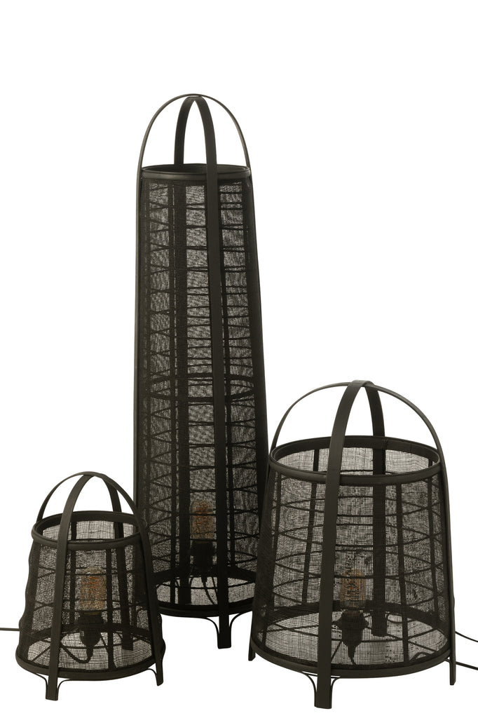 Lampadaire Don en coton et bambou noir - J-LINE