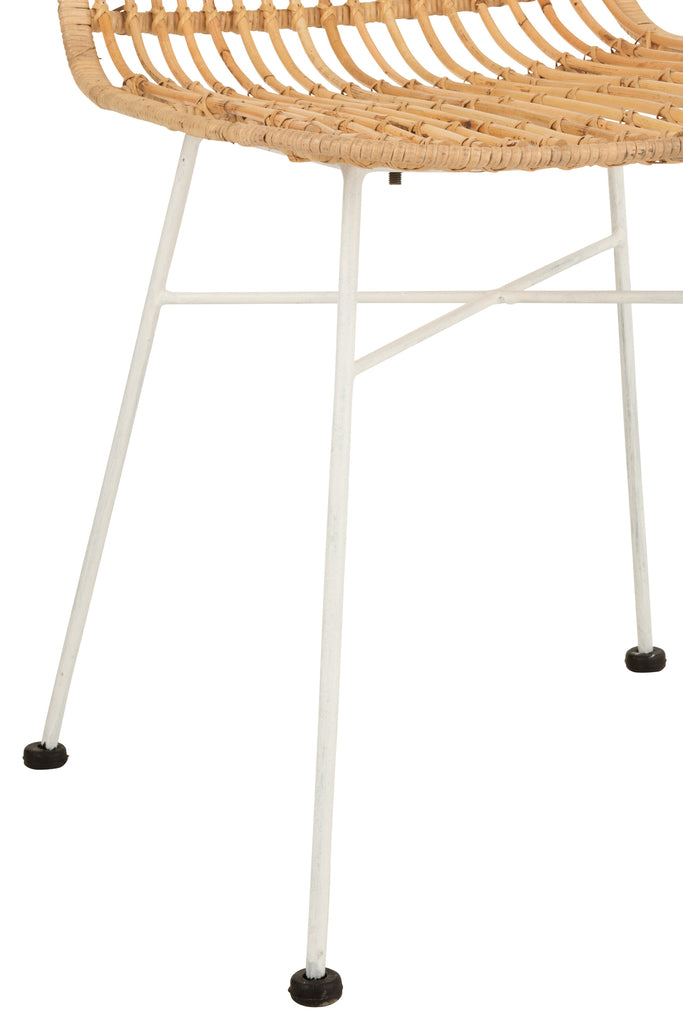 Stoel Ema Rotan/Metaal Natuurlijk/Wit - J-LINE