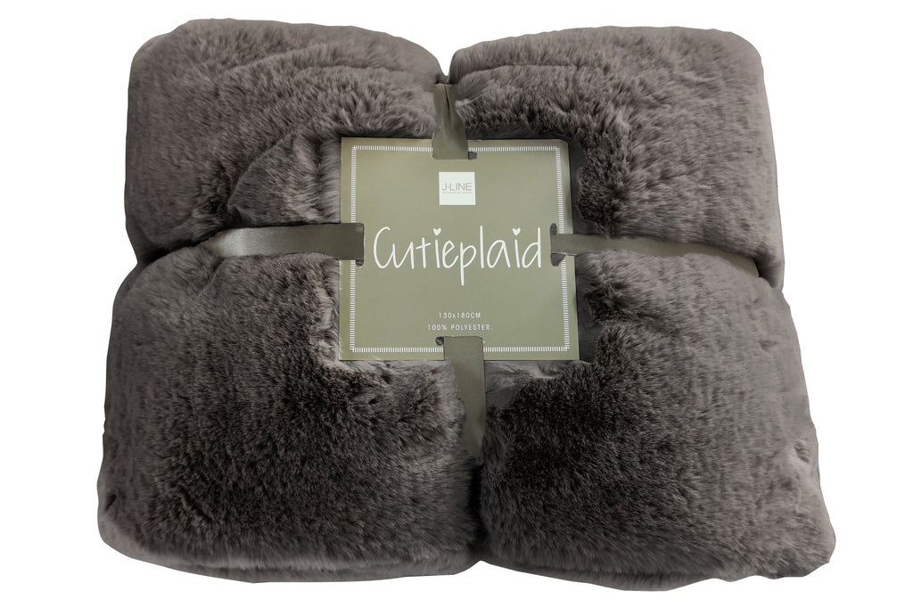 Geruite plaid polyester donkergrijs - J-LINE