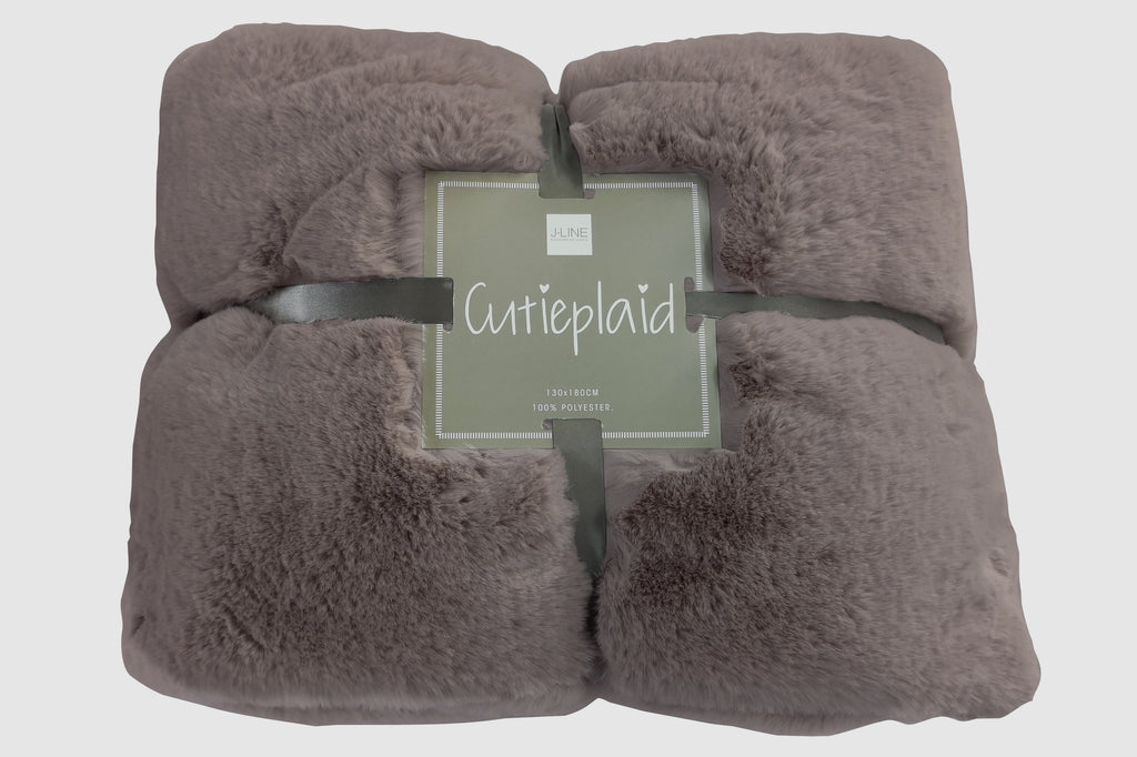 Geruite plaid polyester taupe - J-LINE