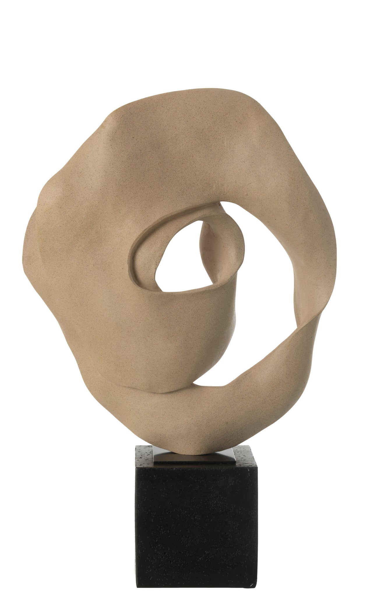 Déco Abstraite Sur Socle Résine Beige/Noir - J-LINE