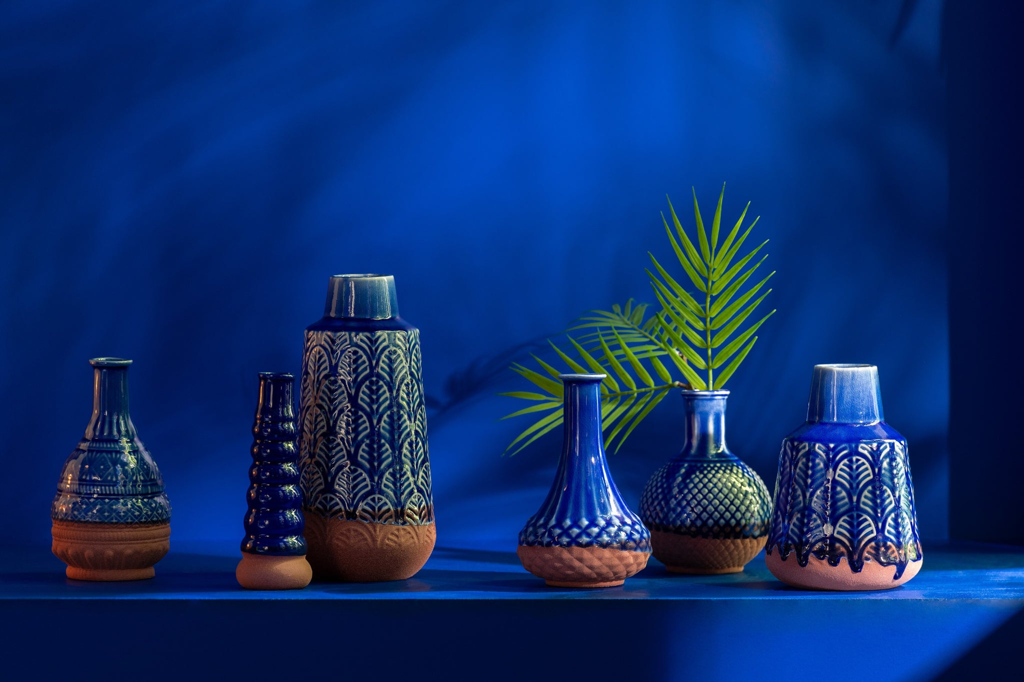 Vase Leo Bouées porcelaine bleu/terra - J-LINE