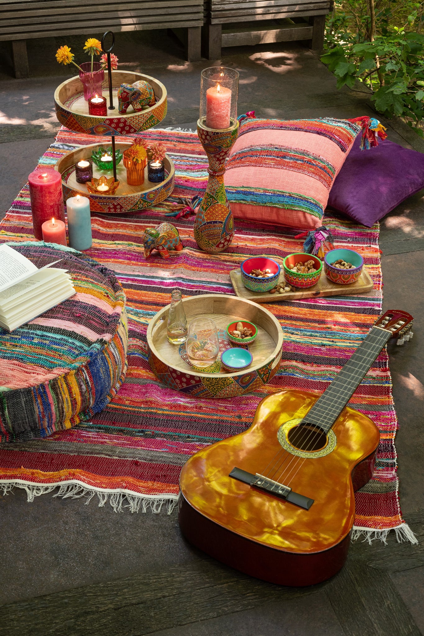 Taartplateau 2 niveaus Delhi Mango Hout Mix - J-LINE