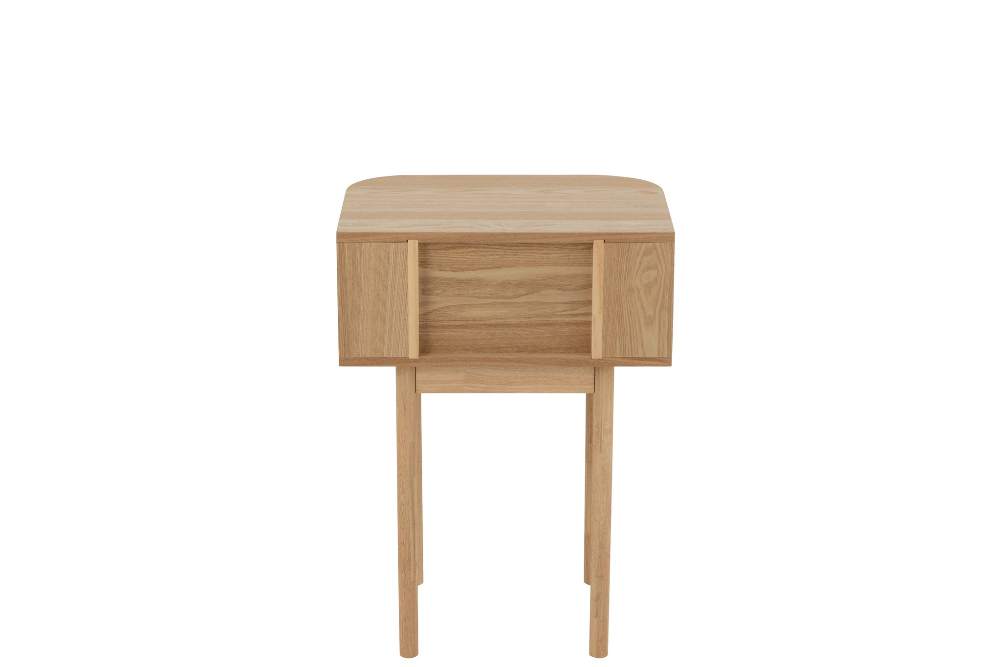 Table de nuit arrondie MDF/bois de pin naturel - J-LINE