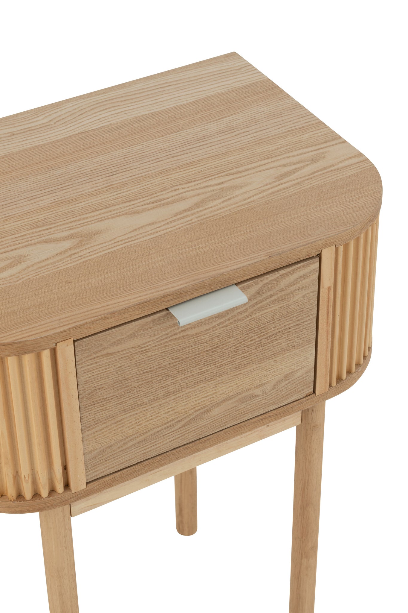 Table de nuit arrondie MDF/bois de pin naturel - J-LINE