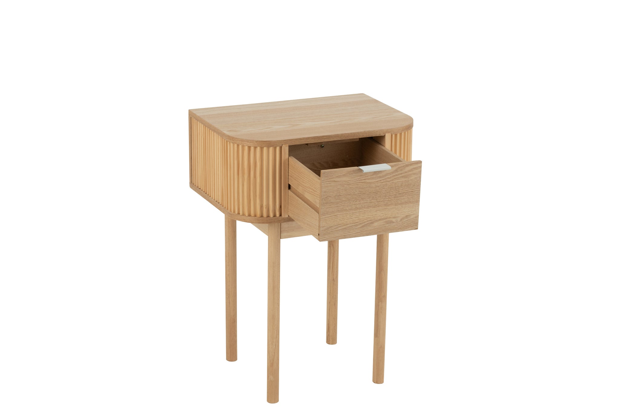 Table de nuit arrondie MDF/bois de pin naturel - J-LINE