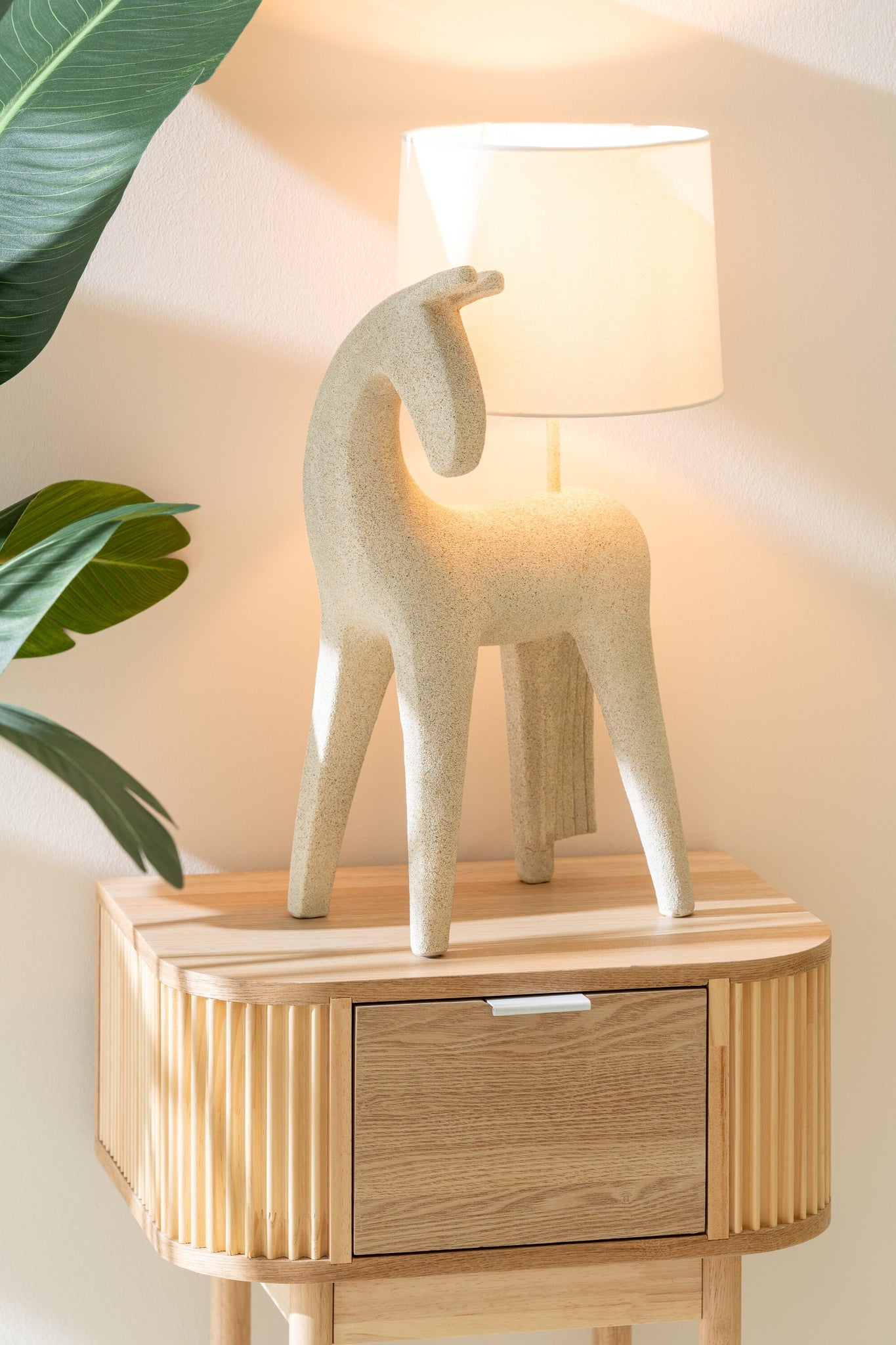 Table de nuit arrondie MDF/bois de pin naturel - J-LINE