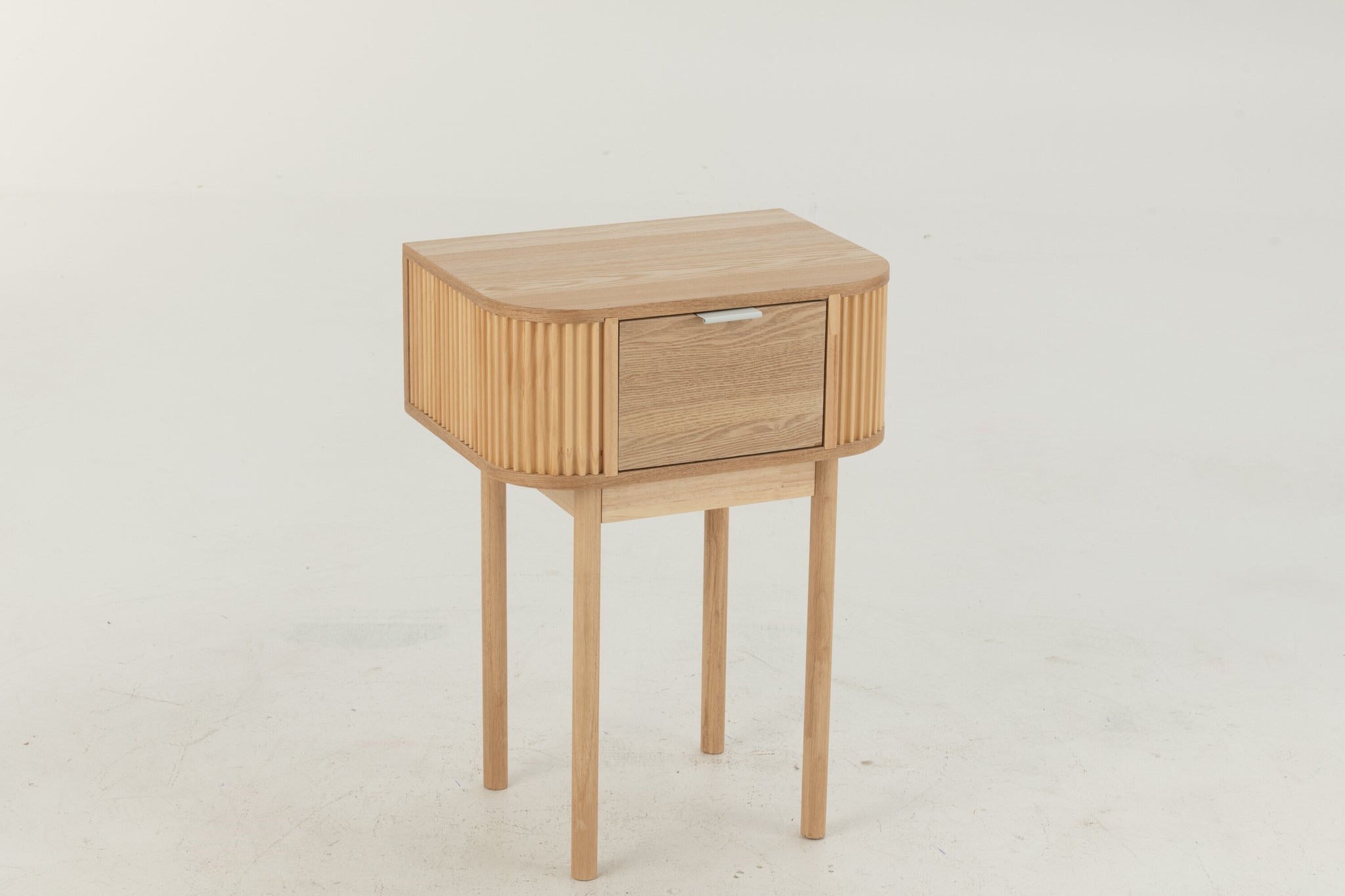Table de nuit arrondie MDF/bois de pin naturel - J-LINE