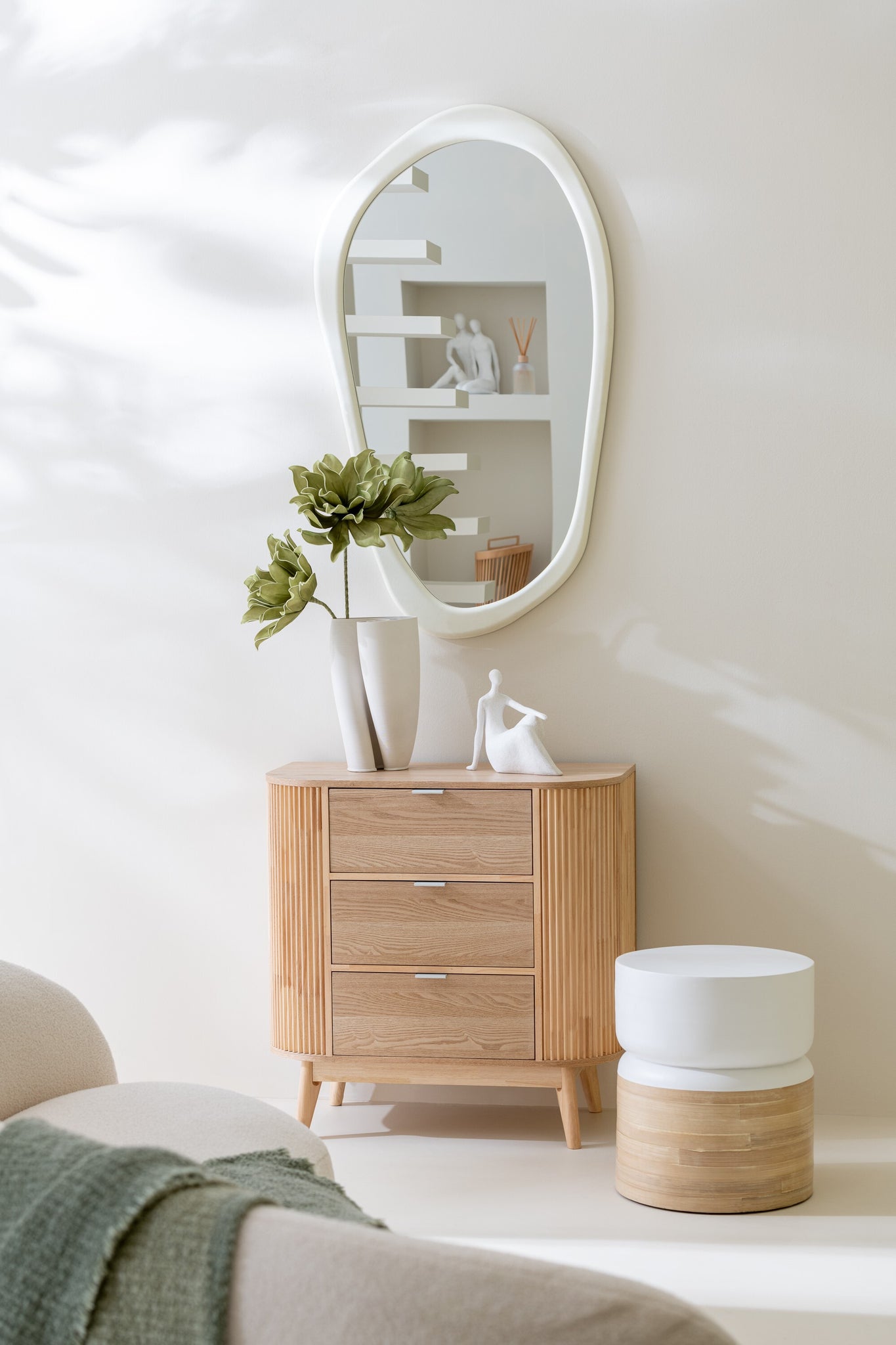 Armoire de rangement Arrondie MDF/Bois de pin - J-LINE