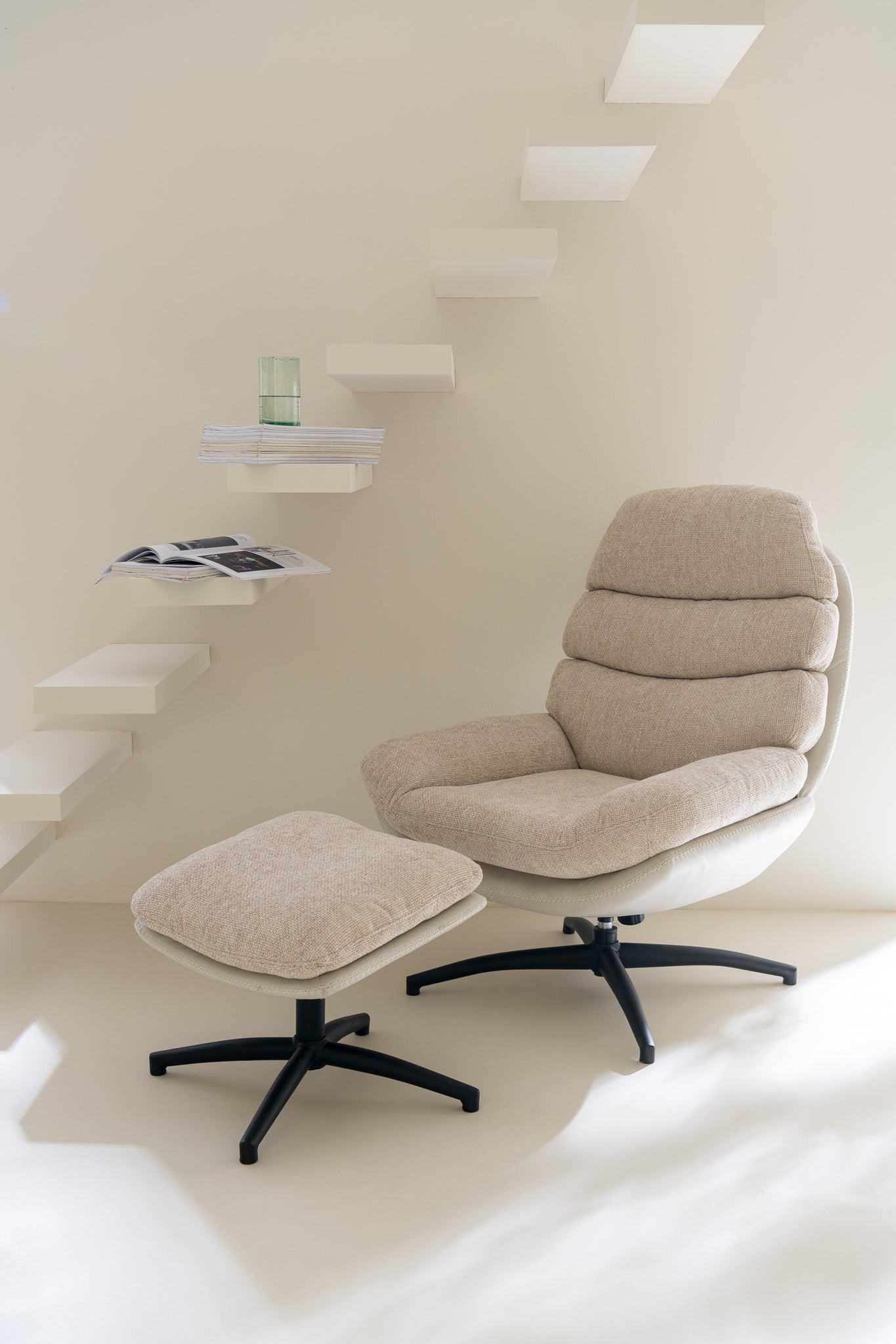 Fauteuil relax + repose-pieds - J-LINE - ÉPUISÉ