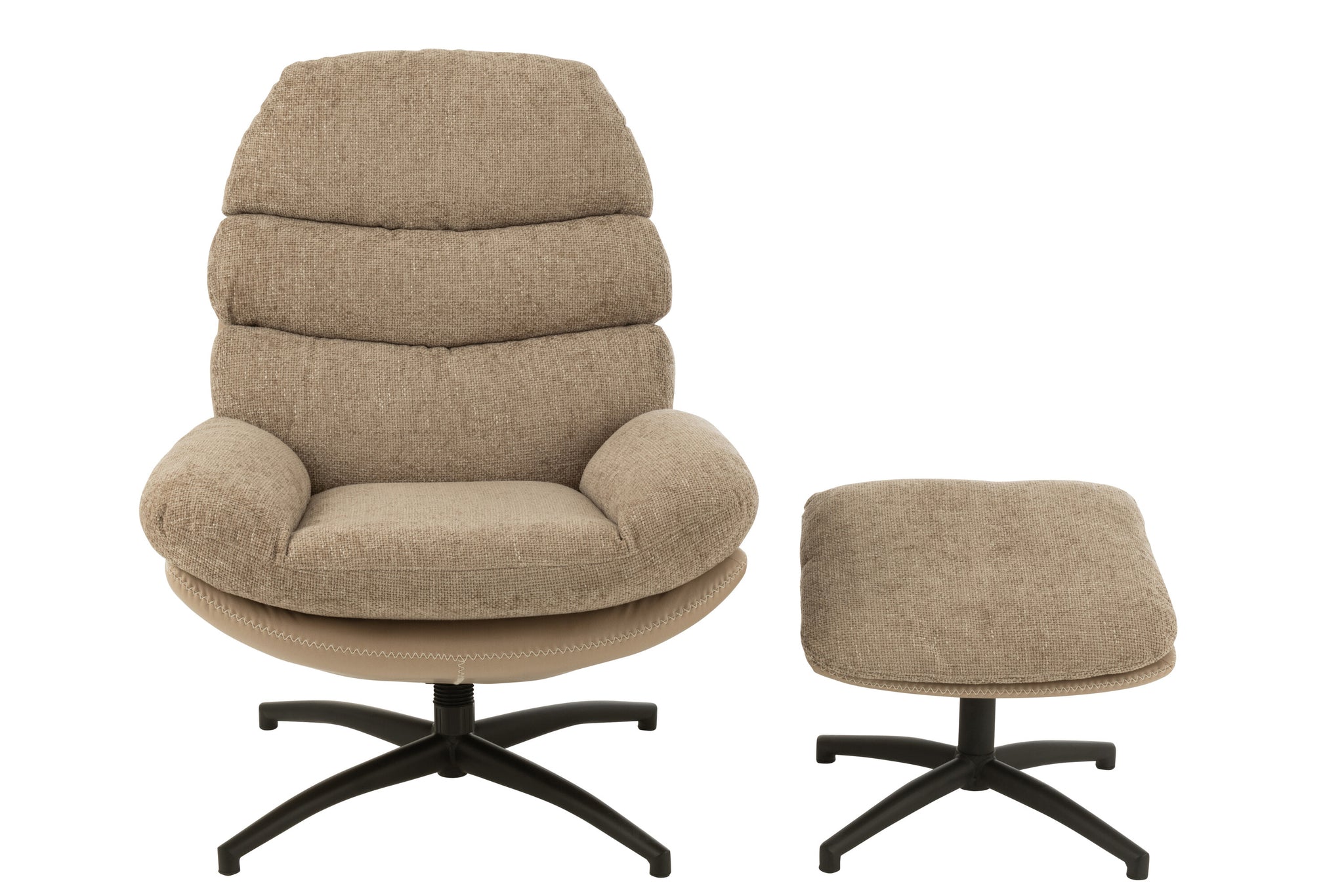 Fauteuil club + repose-pieds Métal/Tissu Gris foncé/Noir - J-LINE - ÉPUISÉ