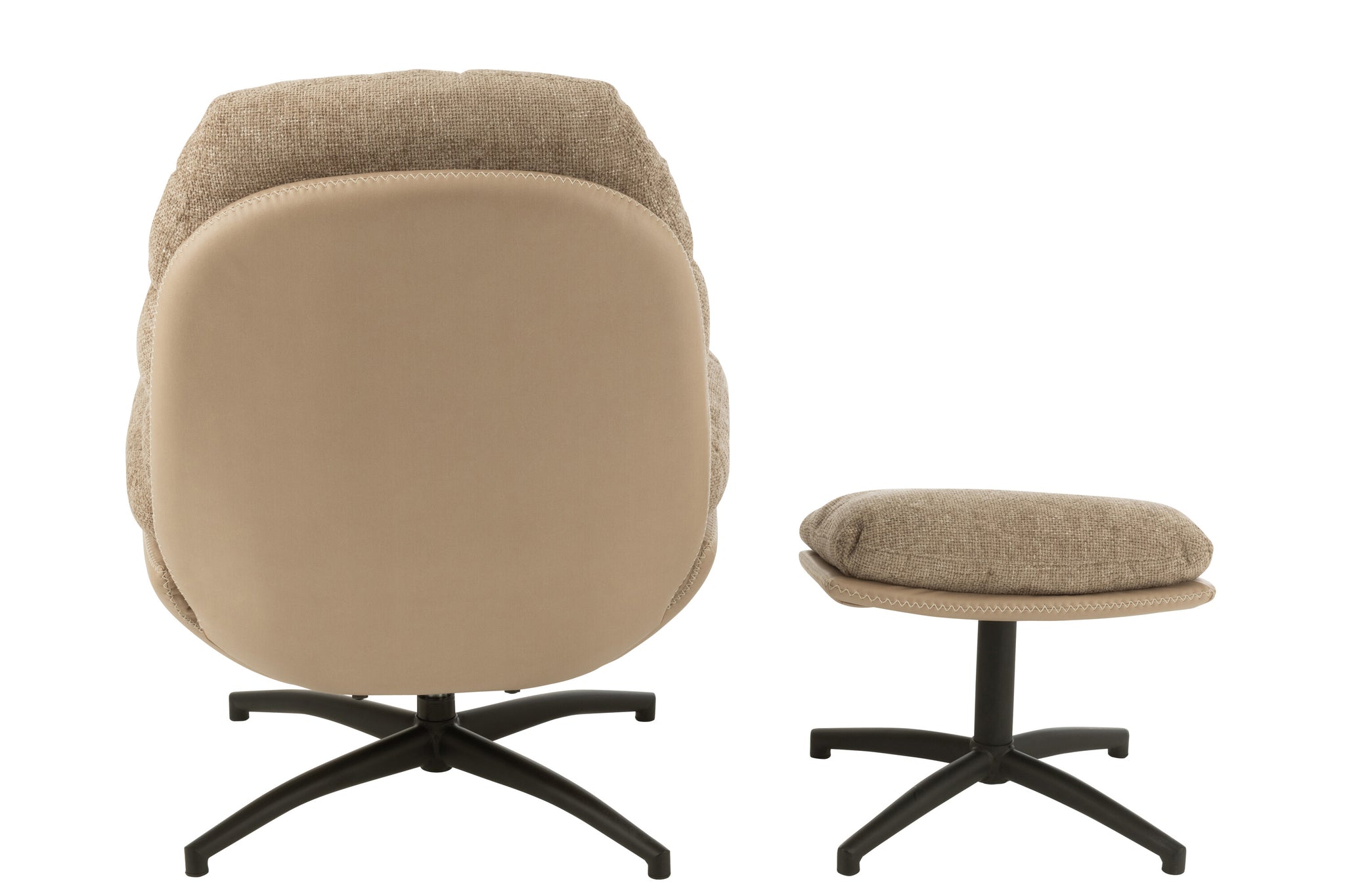 Fauteuil club + repose-pieds Métal/Tissu Gris foncé/Noir - J-LINE - ÉPUISÉ