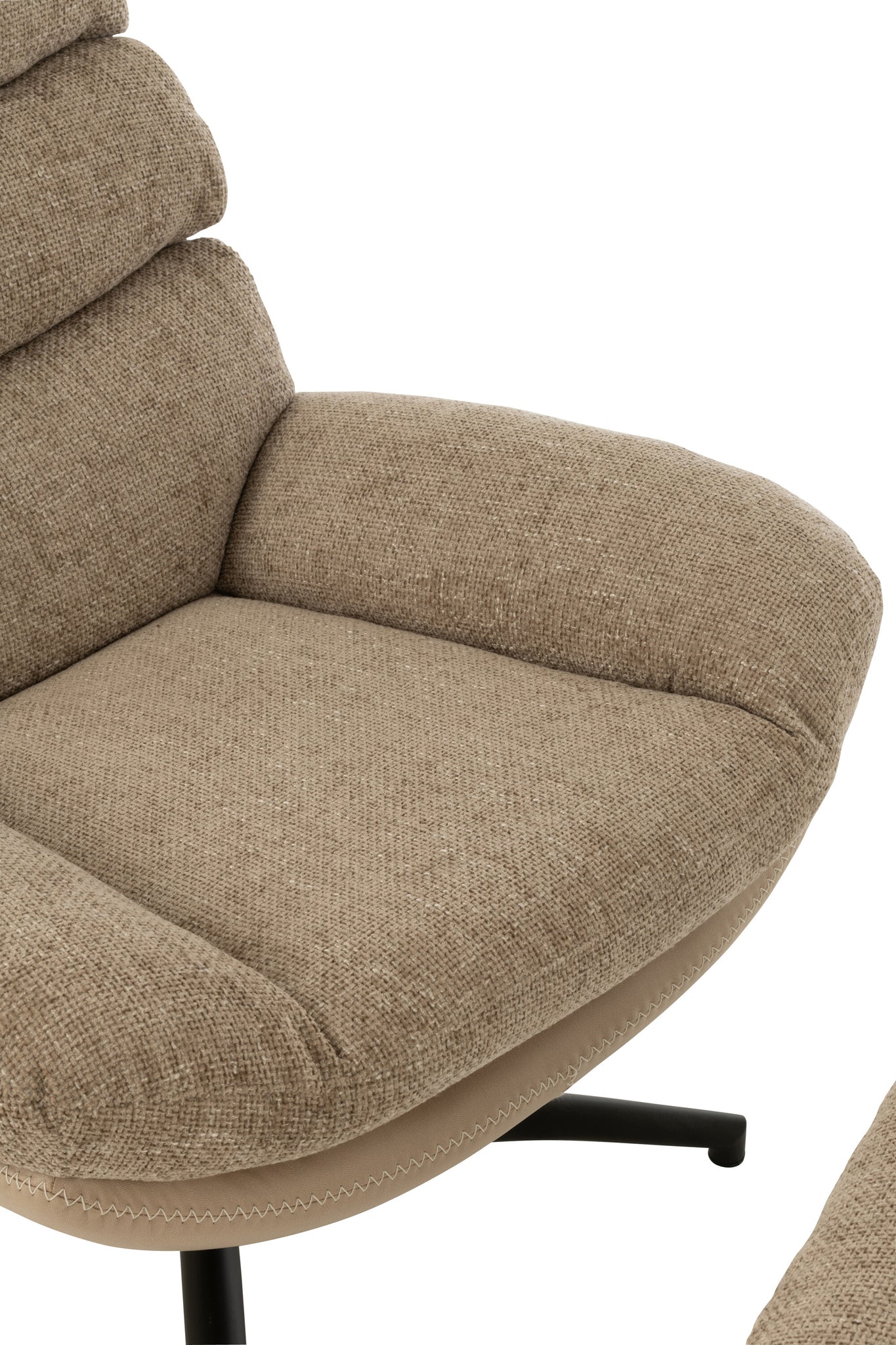 Fauteuil club + repose-pieds Métal/Tissu Gris foncé/Noir - J-LINE - ÉPUISÉ