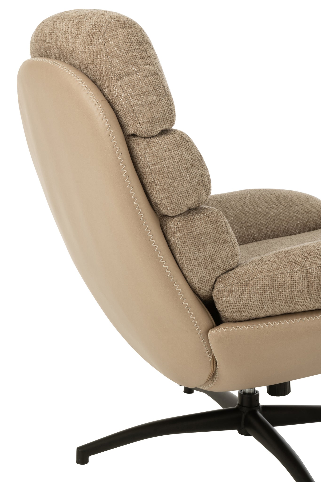 Fauteuil club + repose-pieds Métal/Tissu Gris foncé/Noir - J-LINE - ÉPUISÉ