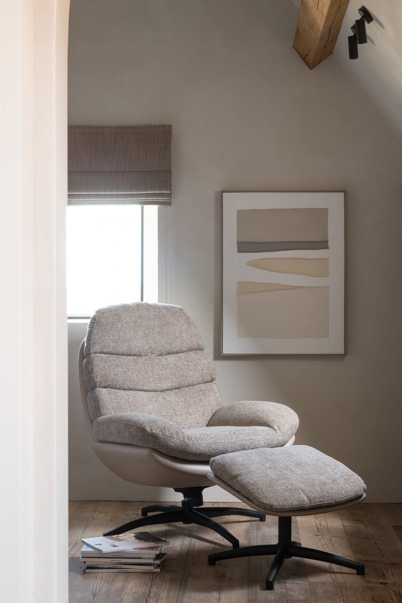 Fauteuil club + repose-pieds Métal/Tissu Gris foncé/Noir - J-LINE - ÉPUISÉ