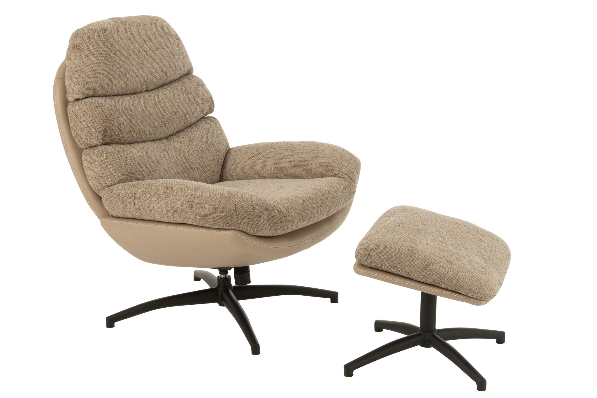 Fauteuil club + repose-pieds Métal/Tissu Gris foncé/Noir - J-LINE - ÉPUISÉ