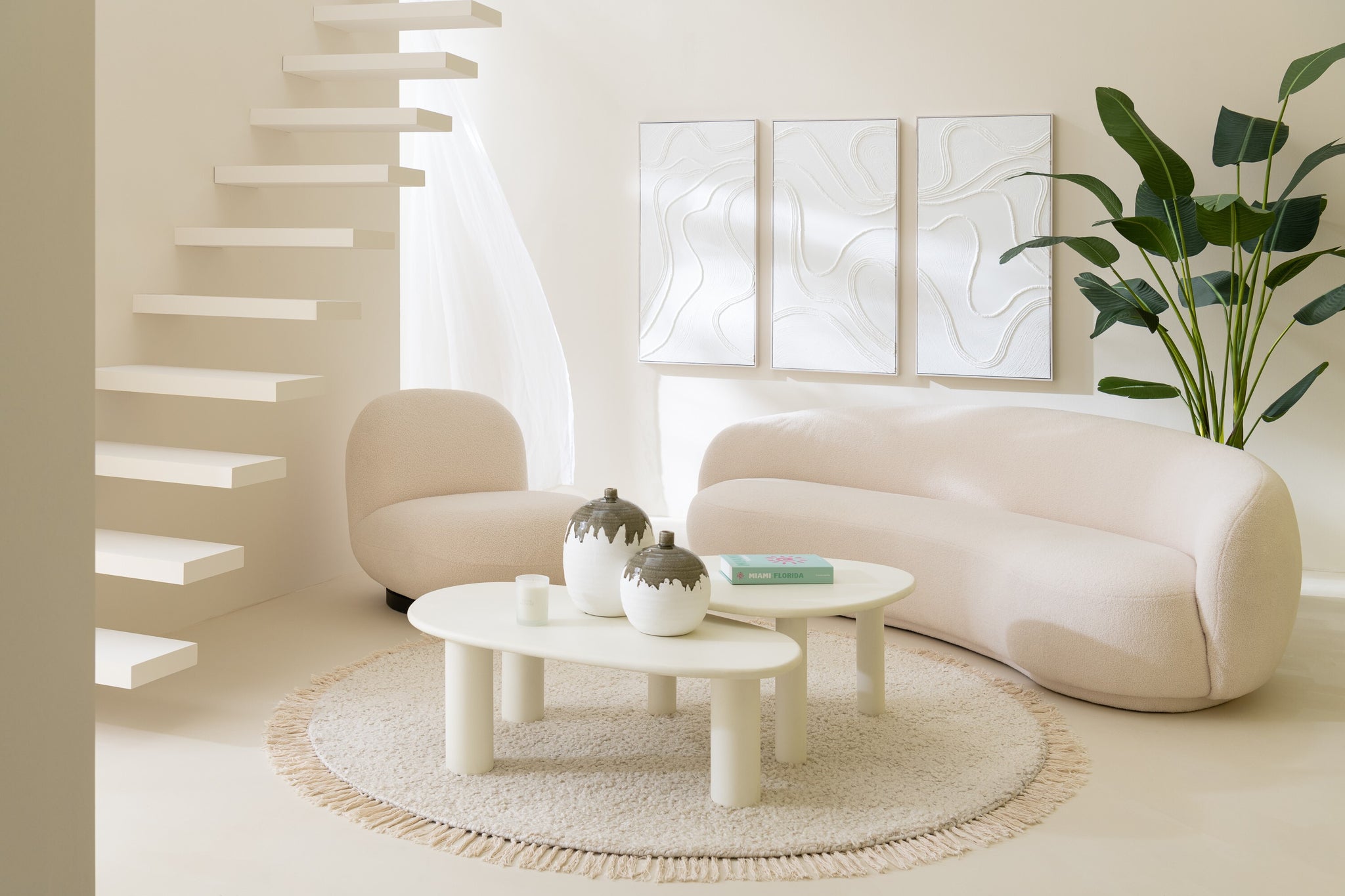 Bijzettafel Bali Mdf/Pvc Wit M - J-LINE
