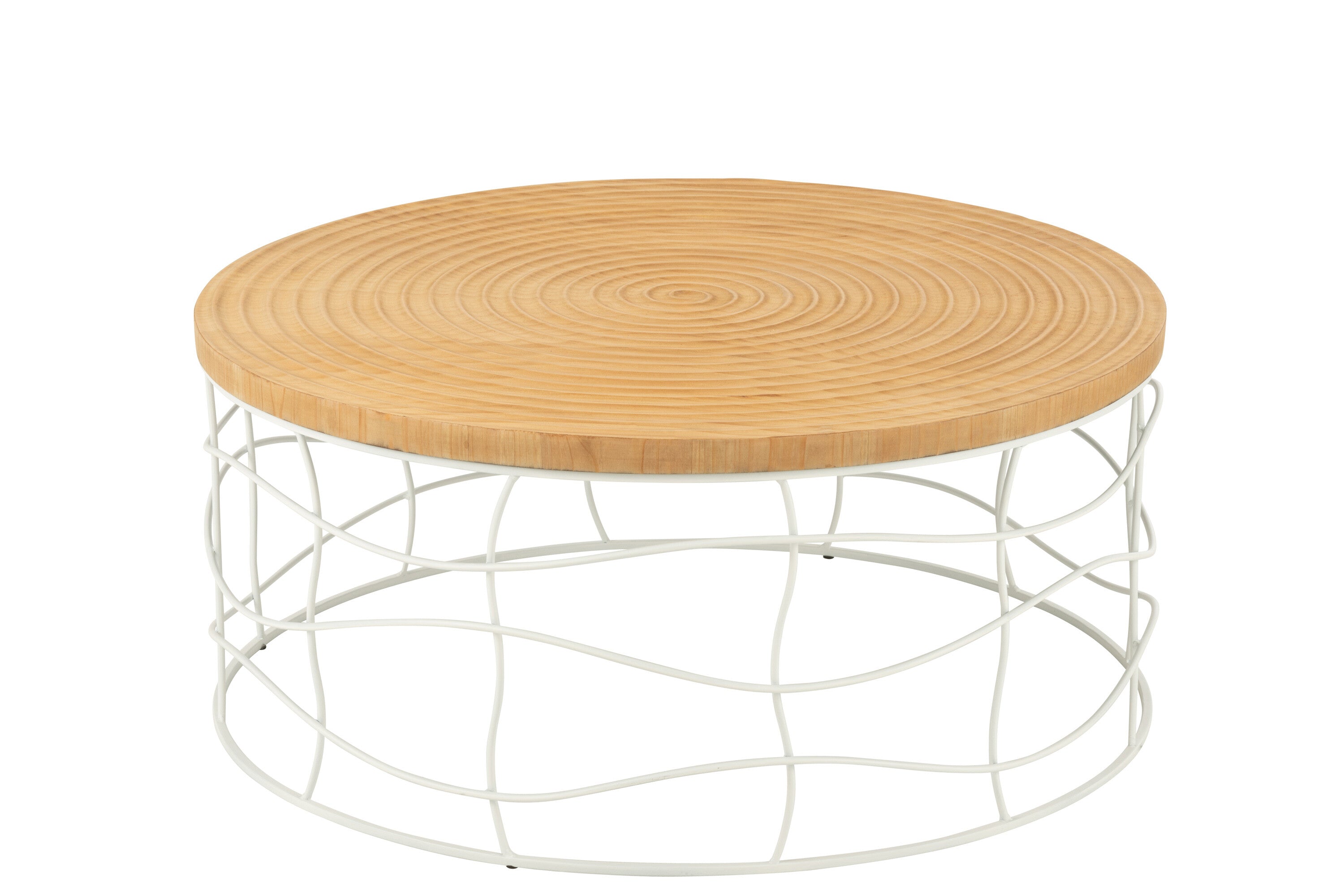 Salontafel snijwerk ijzer/dennenhout natuurlijk/wit - J-LINE