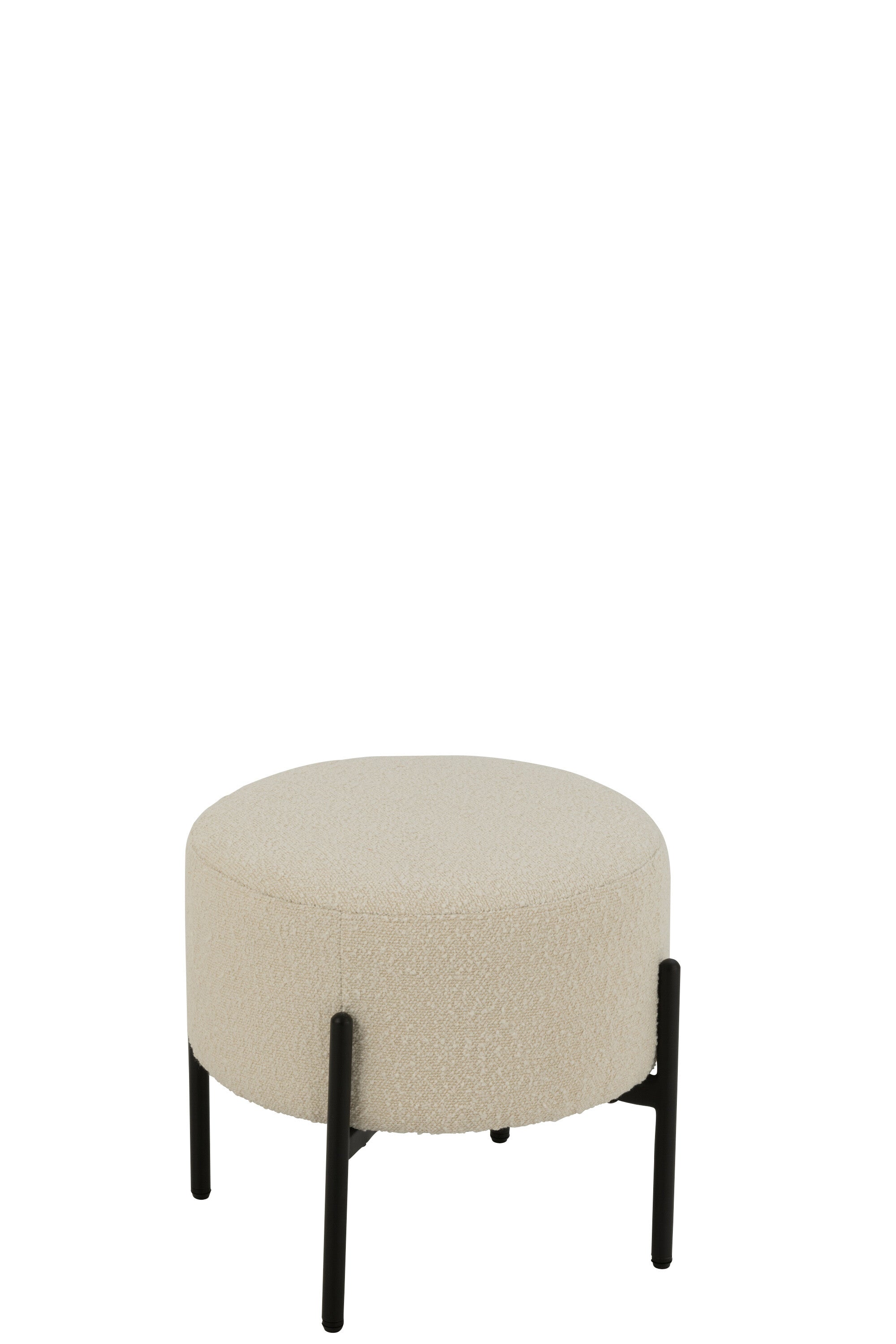 Poef bouclé triplex/polyester wit/zwart - J-LINE