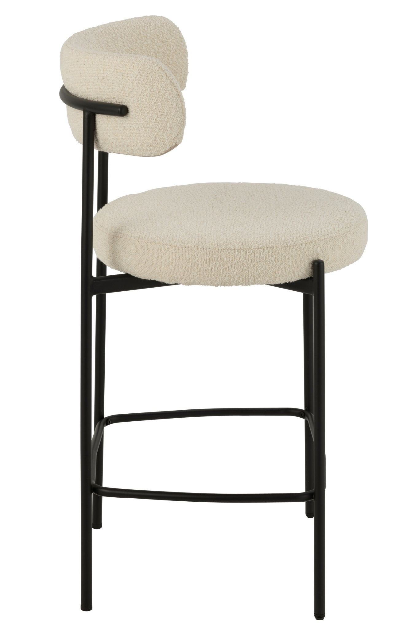 Chaise de bar Bouclé Triplex/Polyester Blanc/Noir - J-LINE