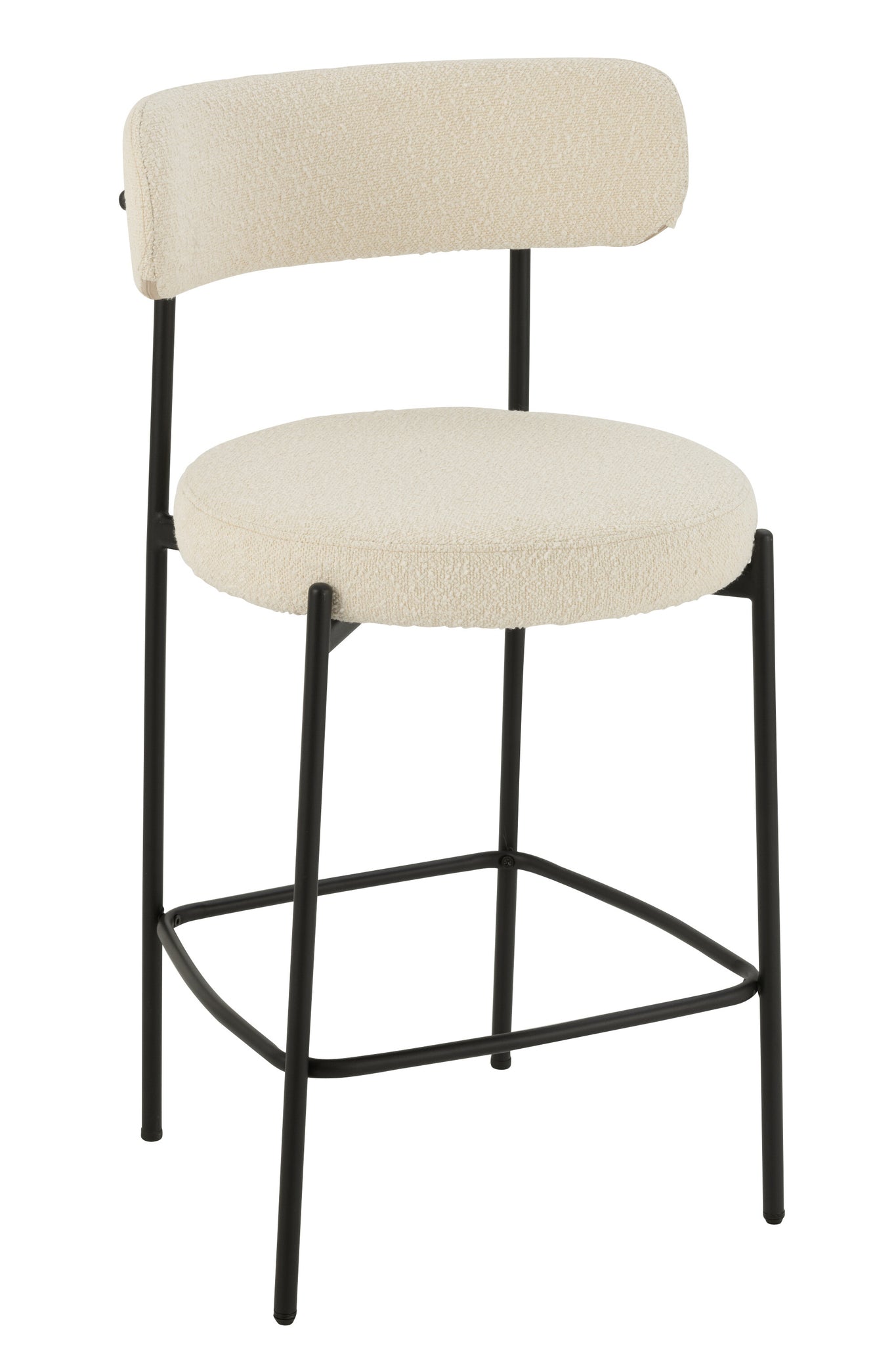 Chaise de bar Bouclé Triplex/Polyester Blanc/Noir - J-LINE