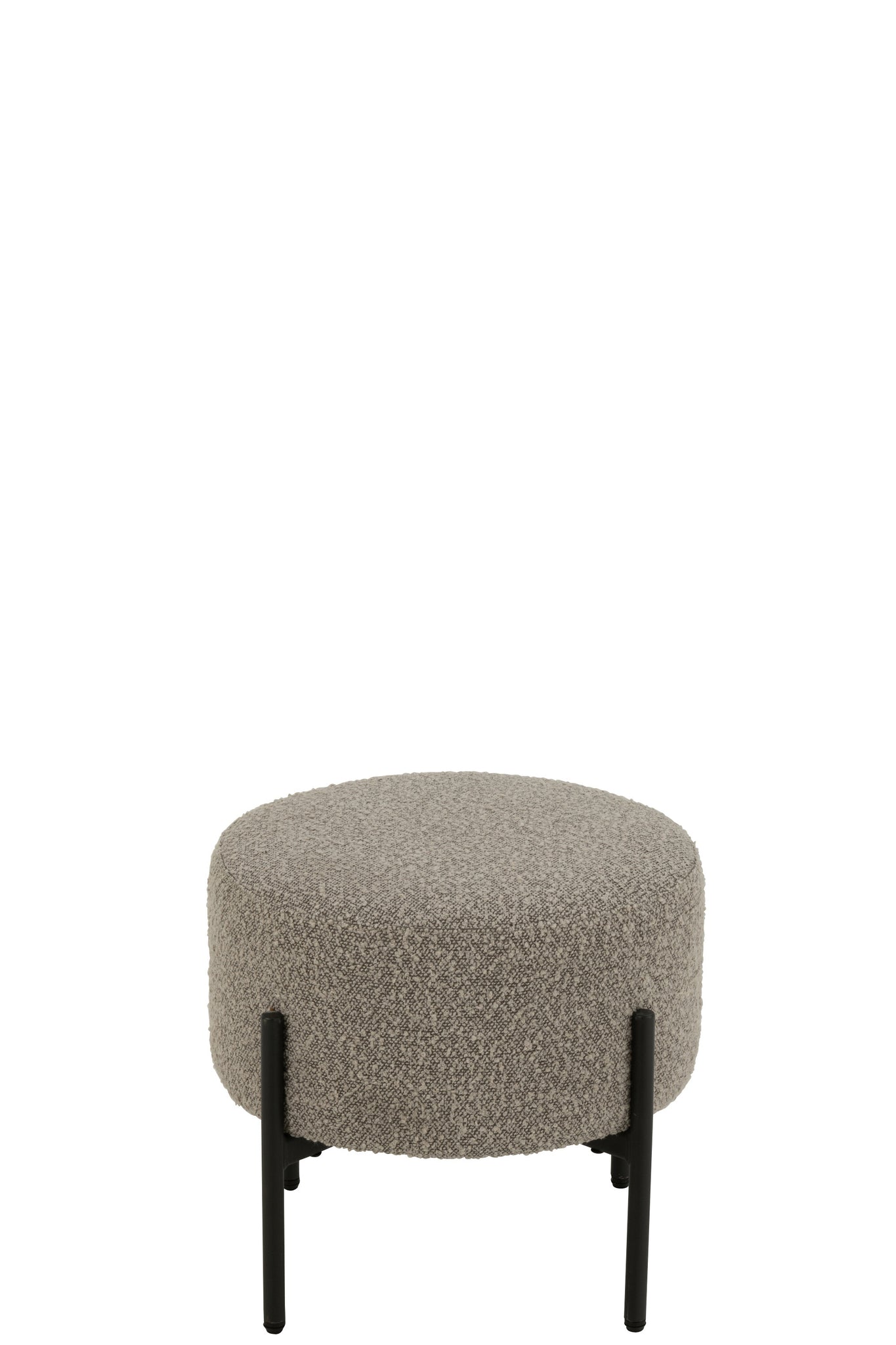 Pouf bouclé contreplaqué/polyester gris/noir - J-LINE