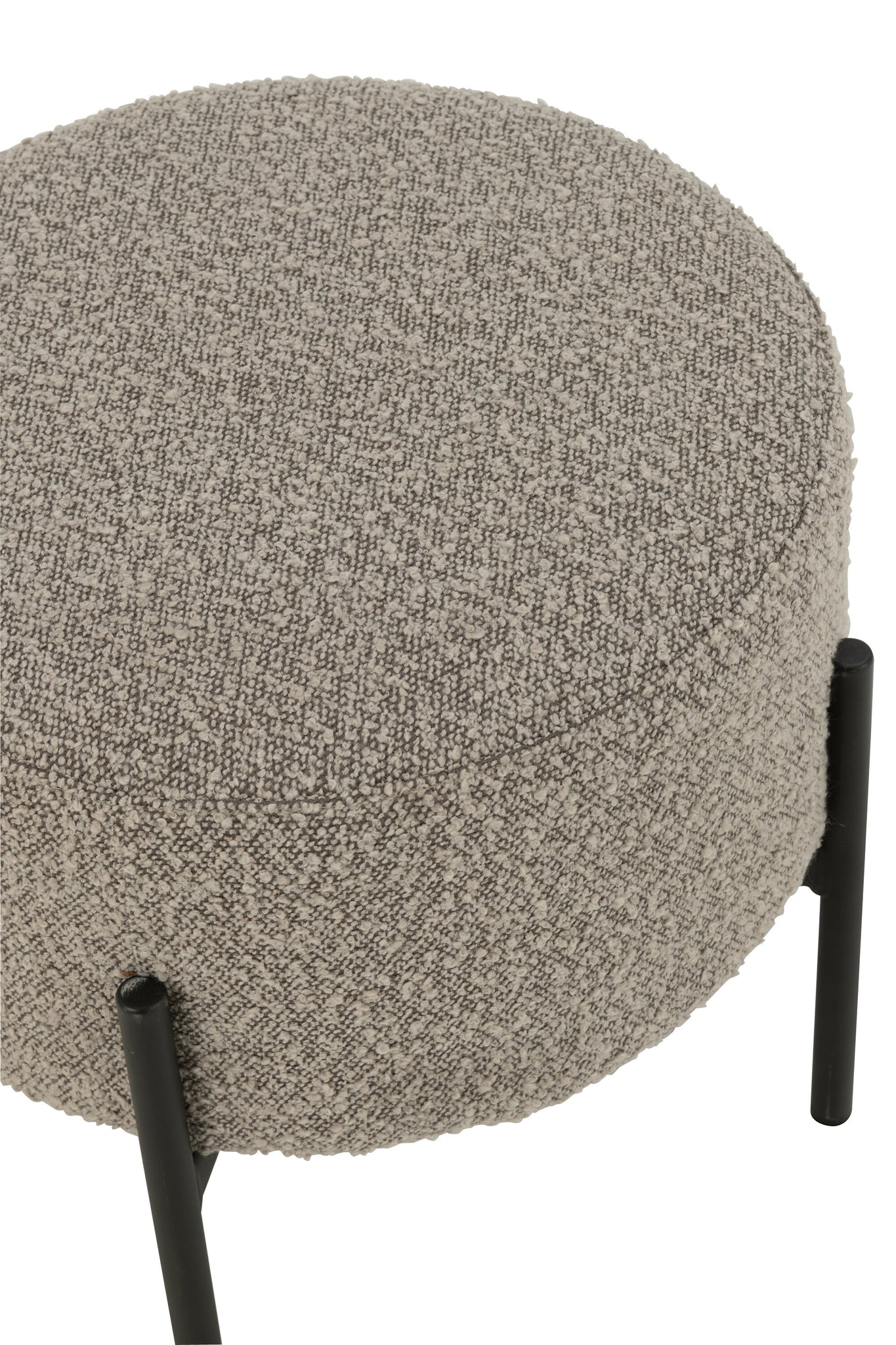 Pouf bouclé contreplaqué/polyester gris/noir - J-LINE