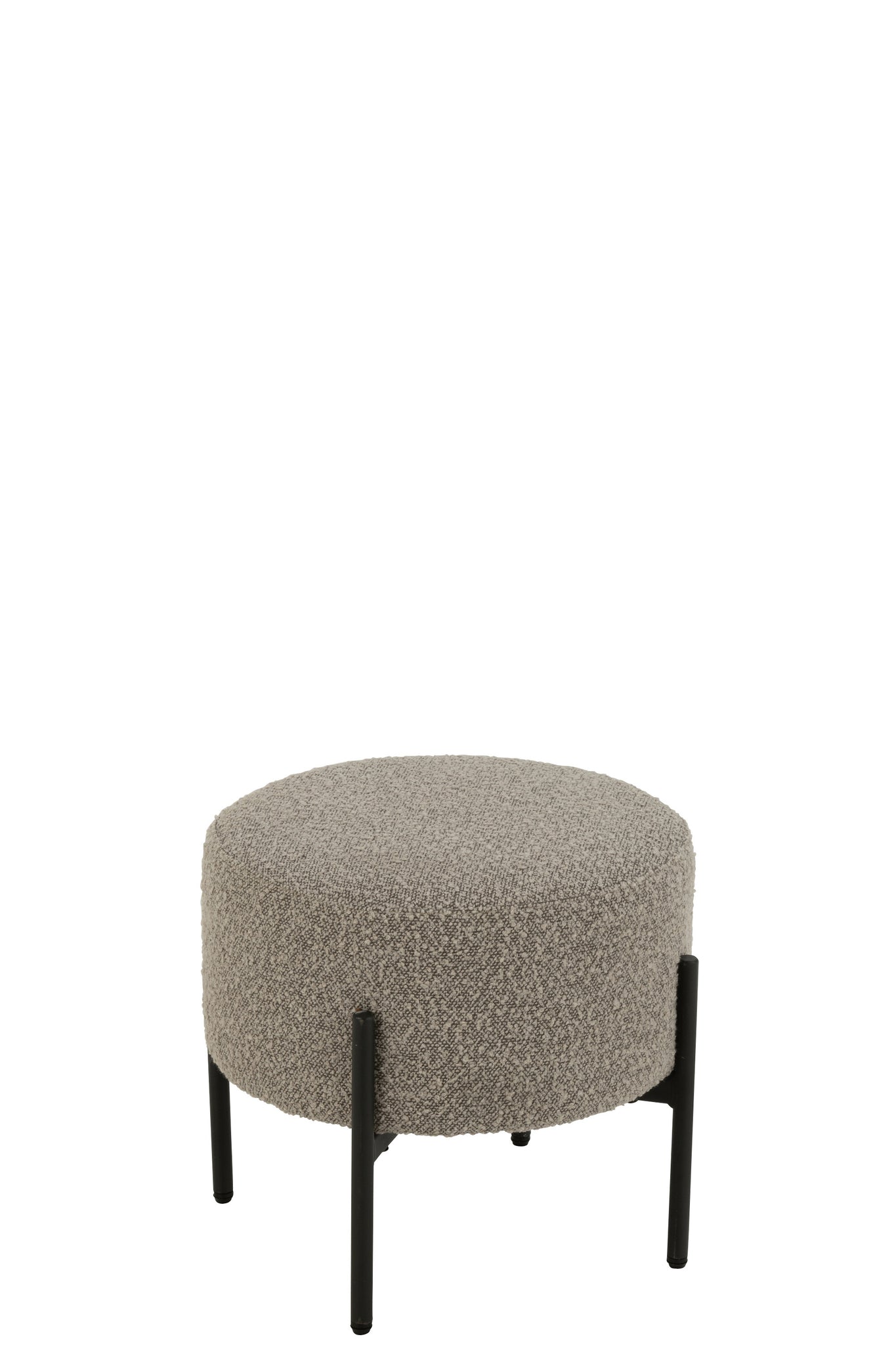 Pouf bouclé contreplaqué/polyester gris/noir - J-LINE