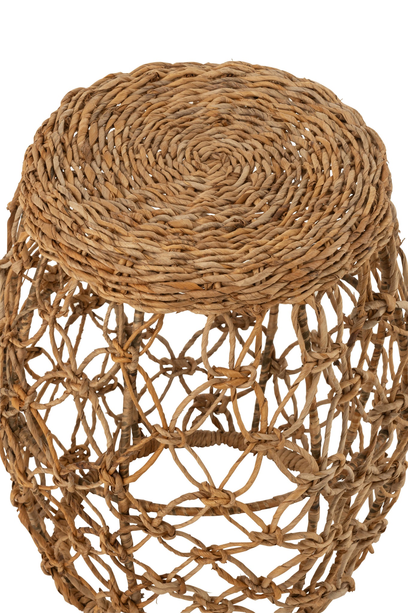 Table d’appoint tonneau fer/feuille de bananier - J-LINE