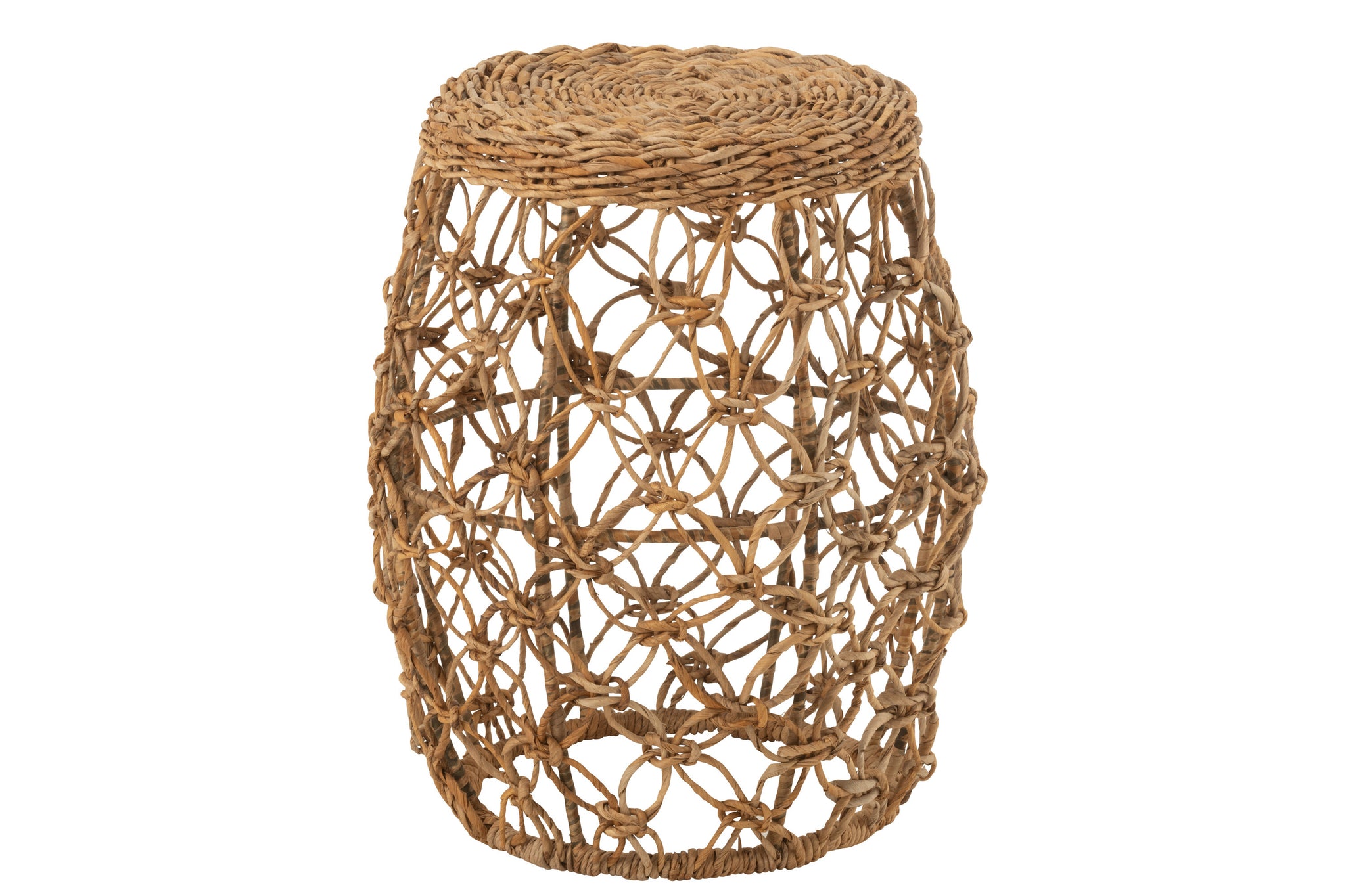 Table d’appoint tonneau fer/feuille de bananier - J-LINE