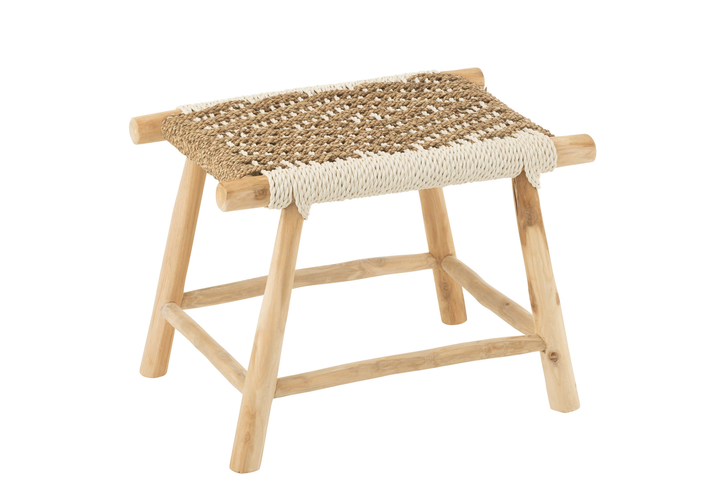Kruk Waverly Teakhout/Zeegras Natuur/Wit - J-LINE