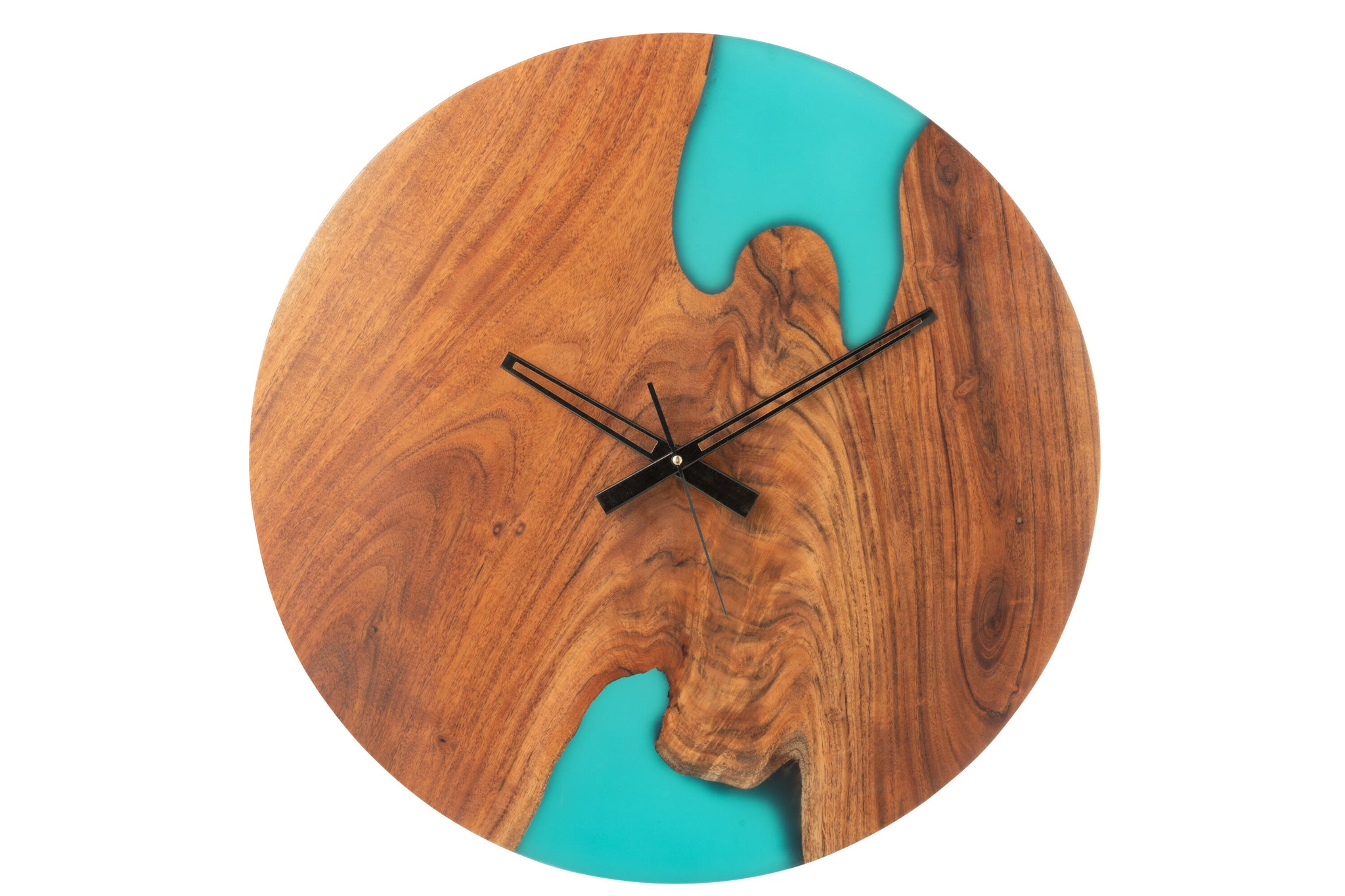 Wandklok Modern Acaciahout/Hars Natuurlijk/Blauw - J-Line