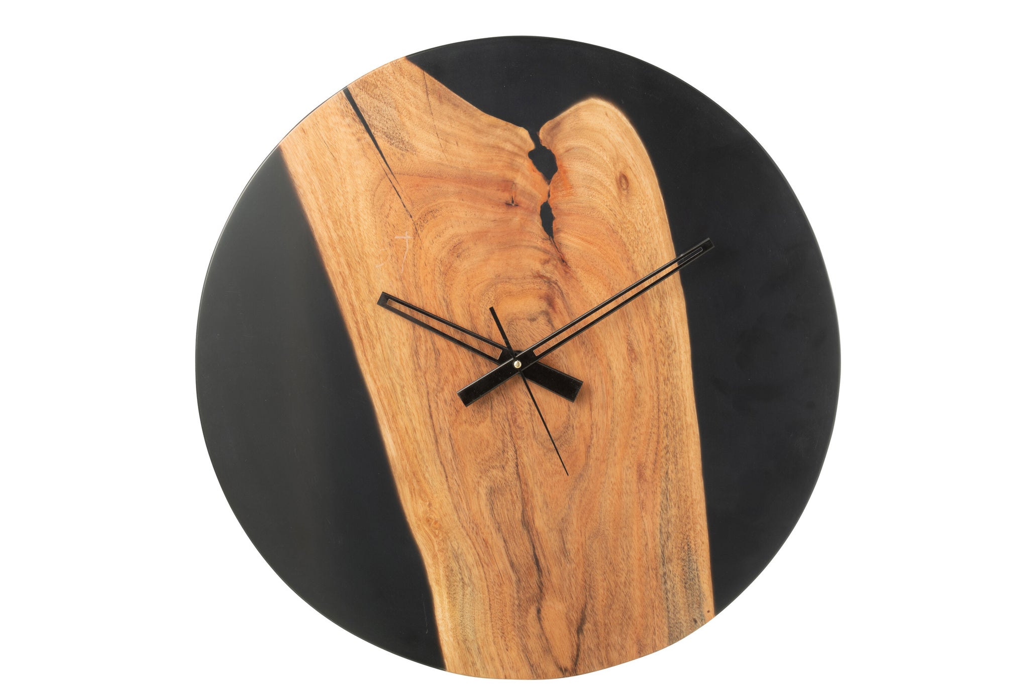 Wandklok Modern Acaciahout/Hars Natuurlijk/Zwart - J-Line