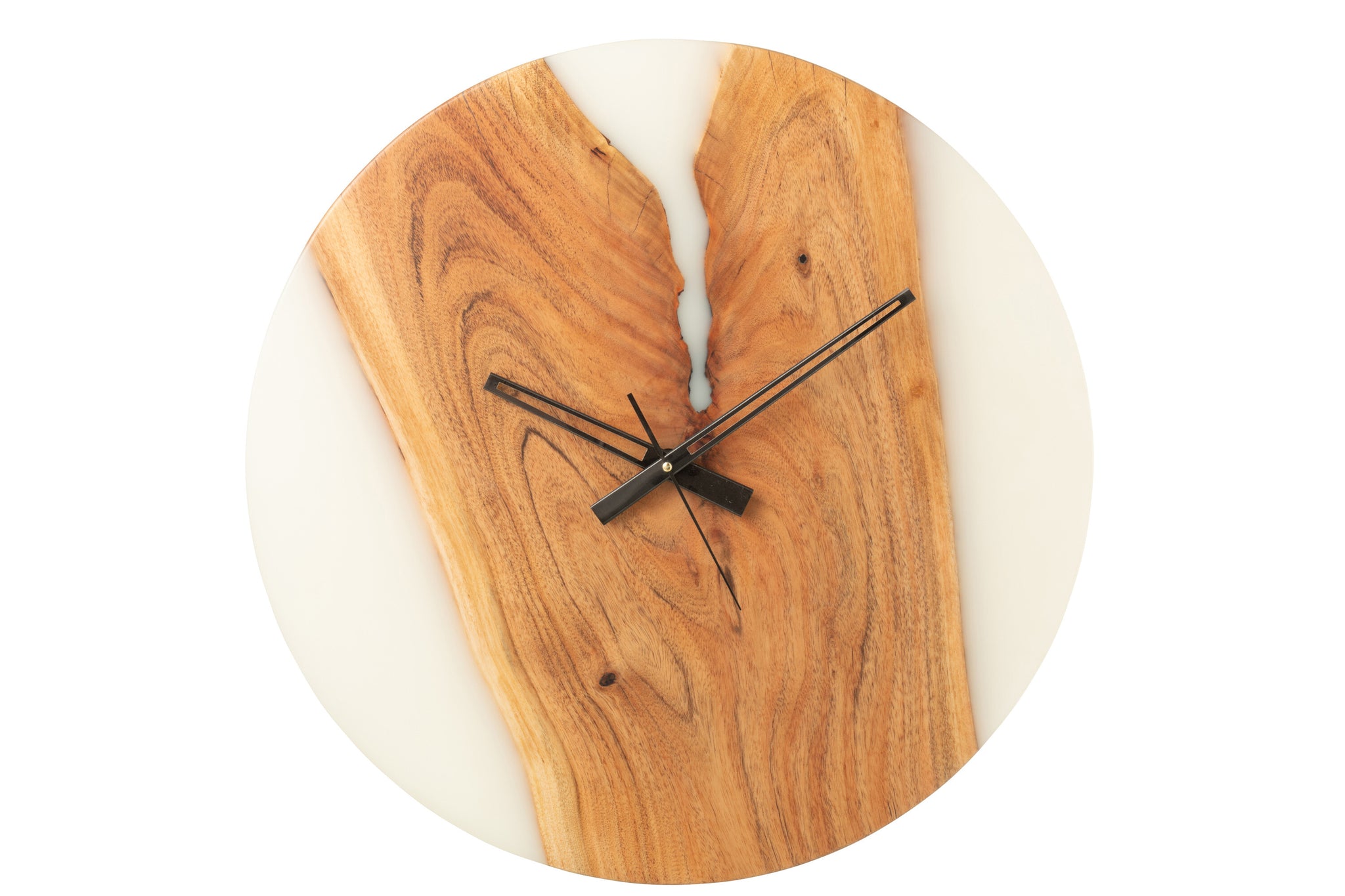Wandklok Modern Acaciahout/Hars Natuurlijk/Wit - J-Line