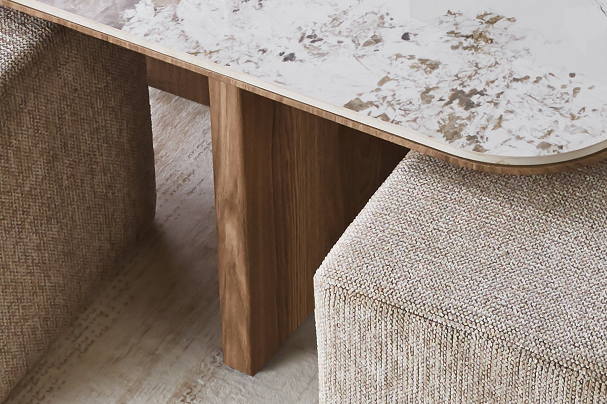 Salontafel 'Evora' met 4 poefs - RS