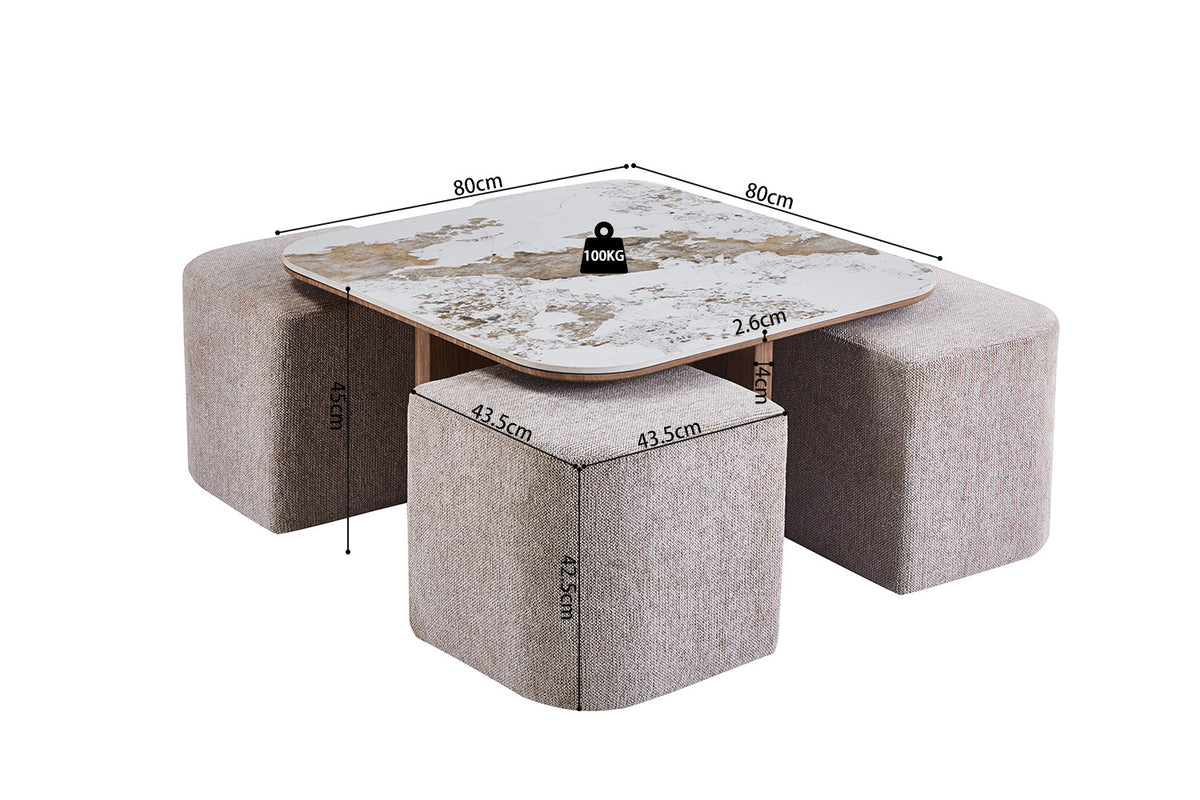 Salontafel 'Evora' met 4 poefs - RS