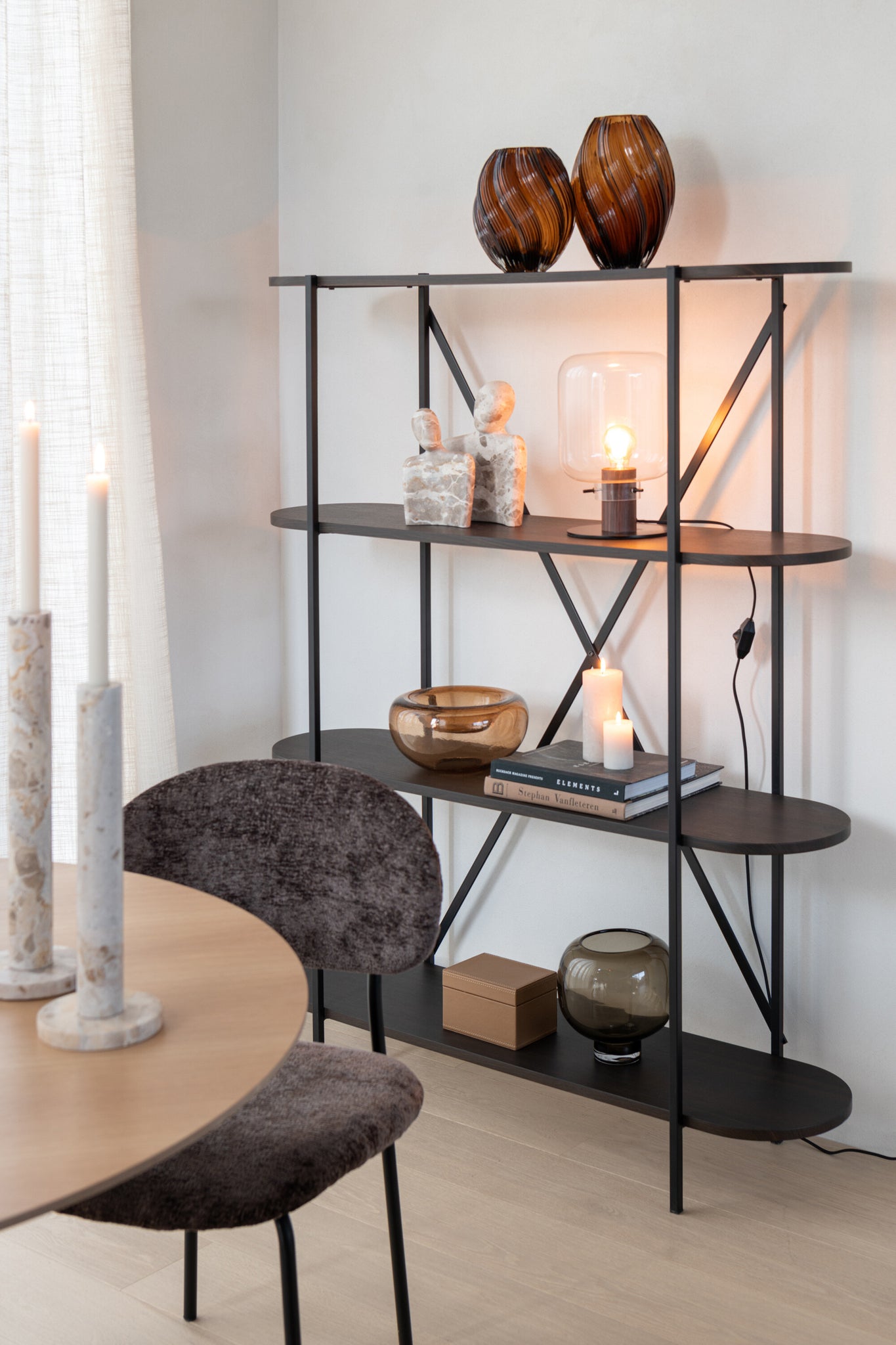 Étagère MDF/Métal Marron Foncé J-LINE - EN RUPTURE DE STOCK