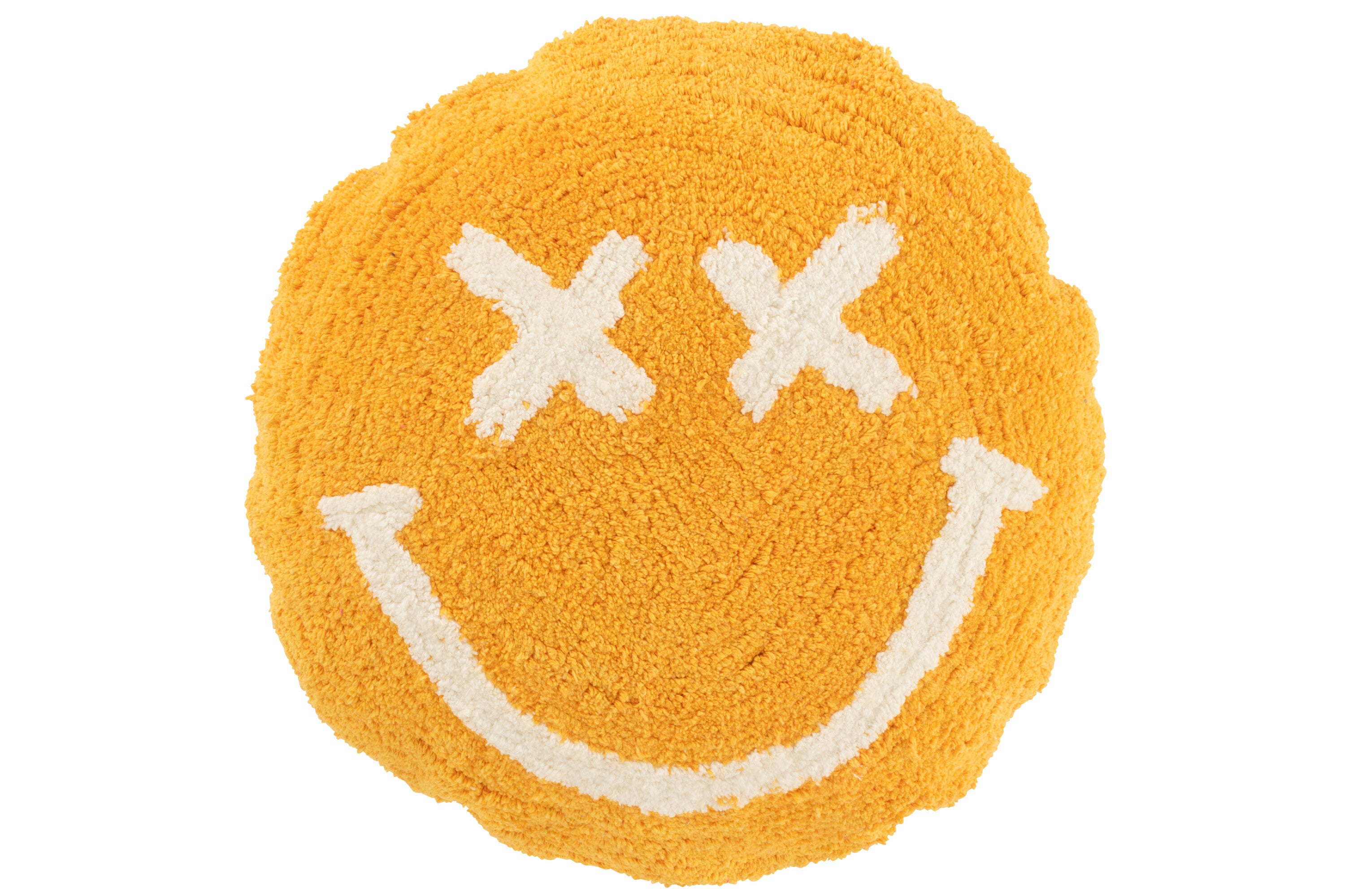 Kussen Smiley Katoen Oranje/Wit - J-LINE