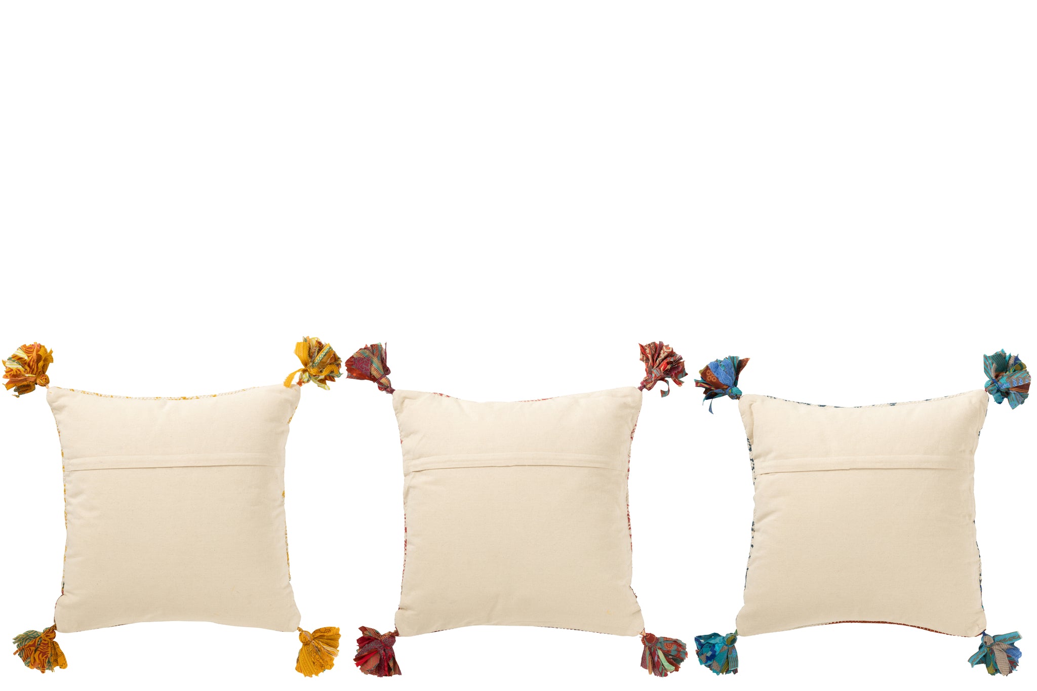 Kussen Bloemen + Chindi Katoen Rood/Wit - J-LINE