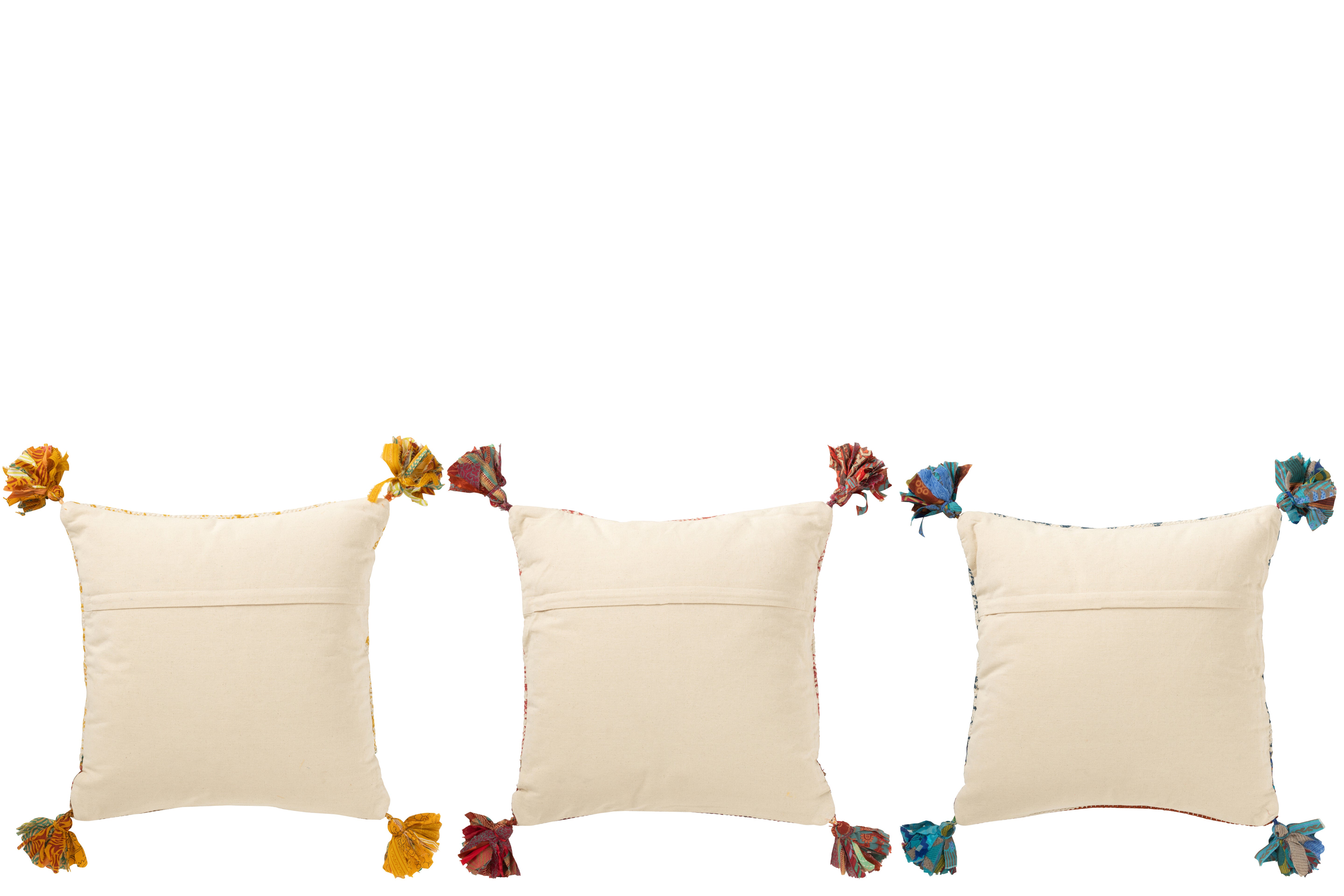 Kussen Bloemen + Chindi Katoen Rood/Wit - J-LINE