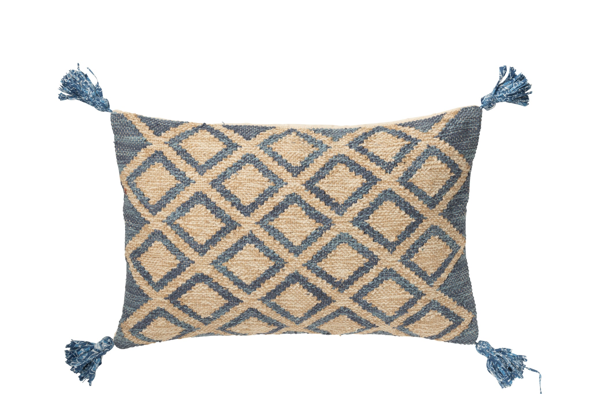 Coussin RH motif à carreaux jute/coton - J-LINE