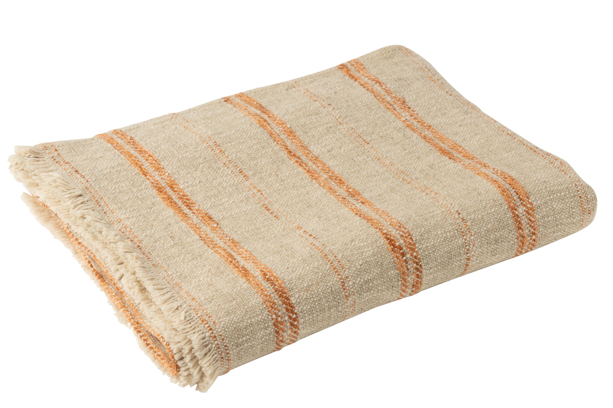 Plaid Geruite strepen linnen/katoen beige/roest. - J-LINE