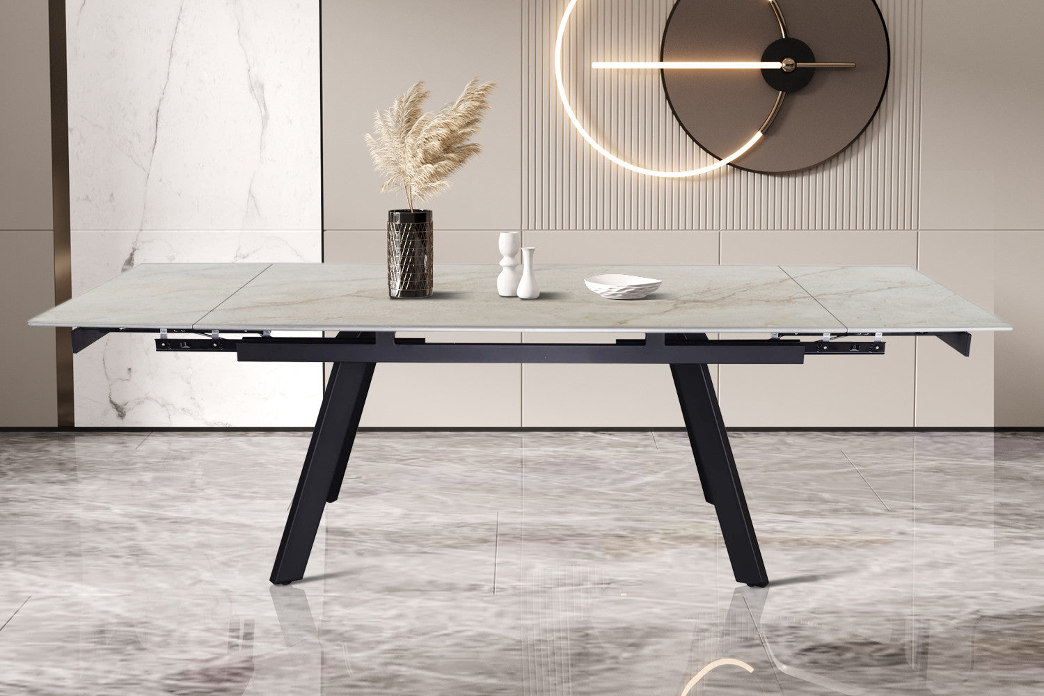 Uitschuifbare tafel 'Hera' 160-240 cm Rechthoekig Glanzend Shakespear Beige - RS