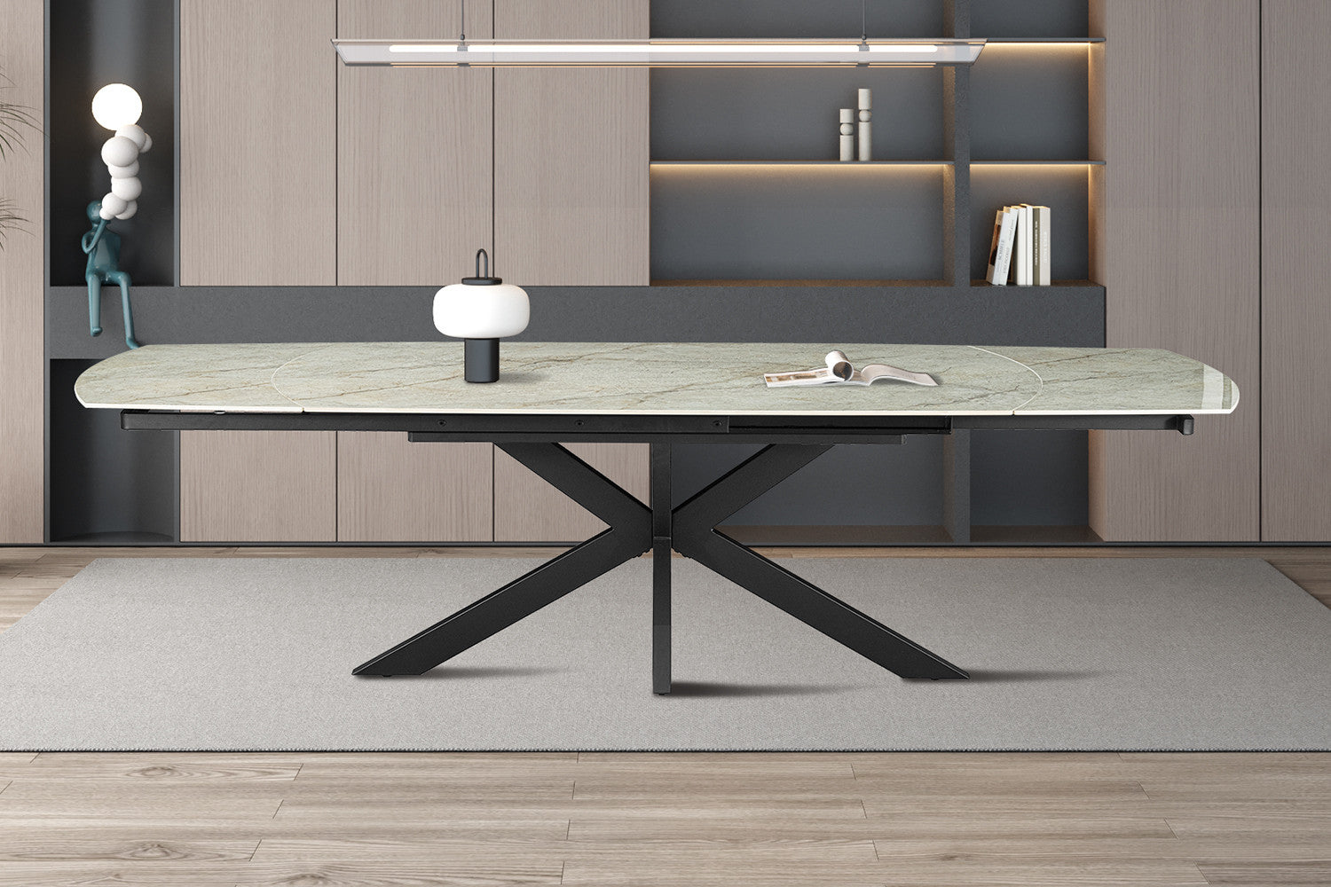 Uitschuifbare tafel 'Ares' 160-240 cm Deens Ovaal Glanzend Steen beige - RS