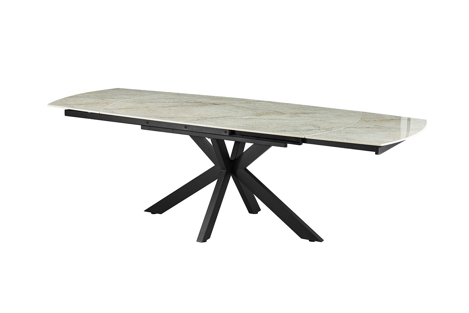 Uitschuifbare tafel 'Ares' 160-240 cm Deens Ovaal Glanzend Steen beige - RS