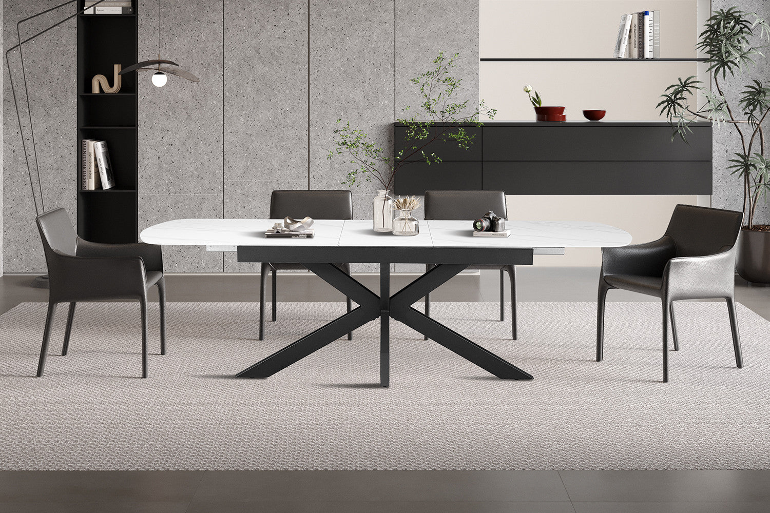 Uitschuifbare tafel 'Hestia' 180-220 cm Deens ovaal steenwit - RS