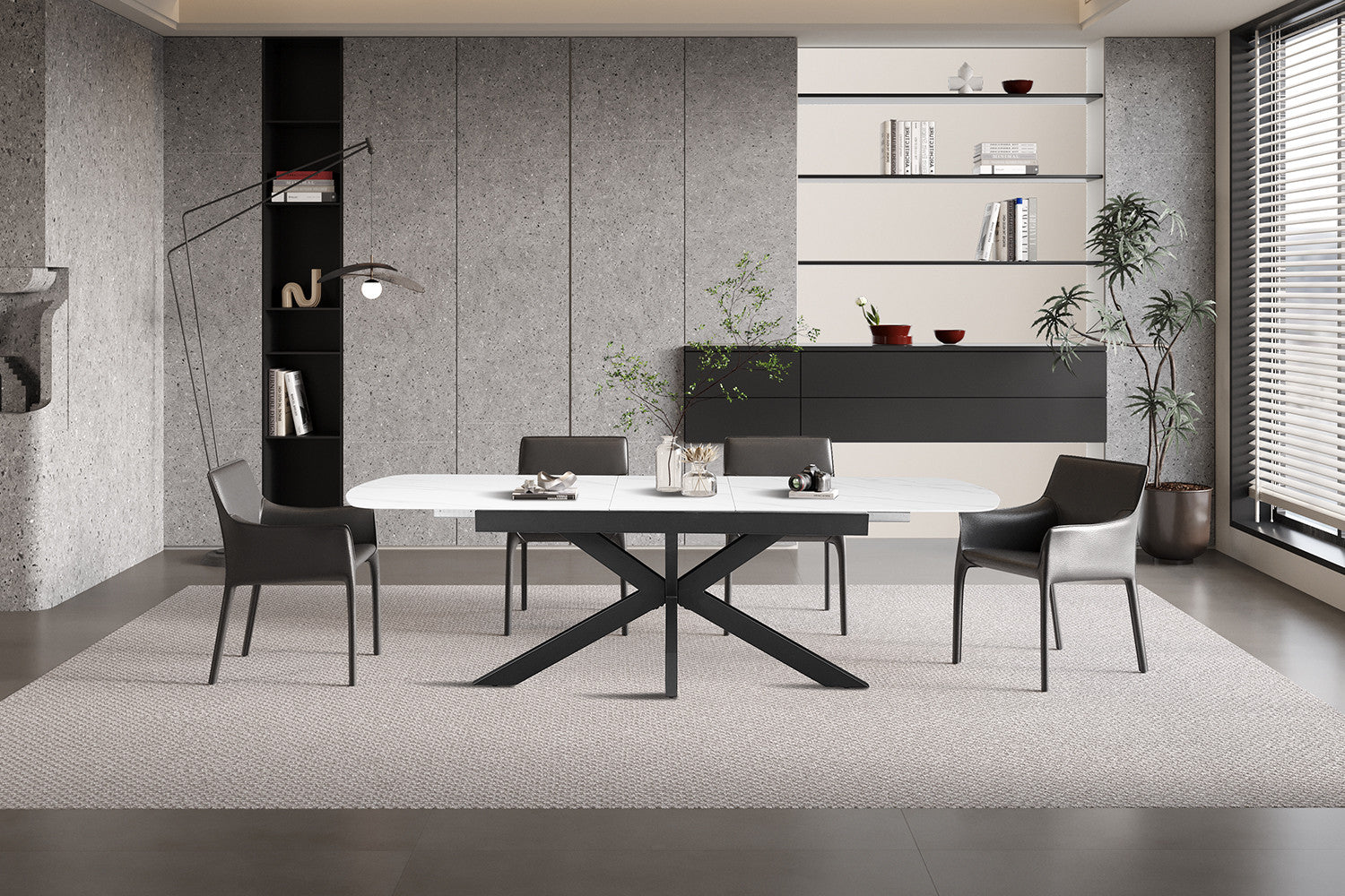 Uitschuifbare tafel 'Hestia' 180-220 cm Deens ovaal steenwit - RS