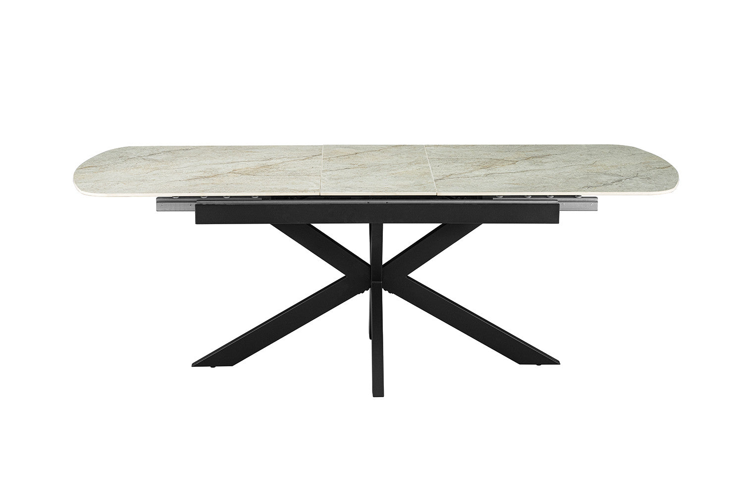 Uitschuifbare tafel 'Hestia' 180-220 cm Deens ovaal glanzend steen beige - RS