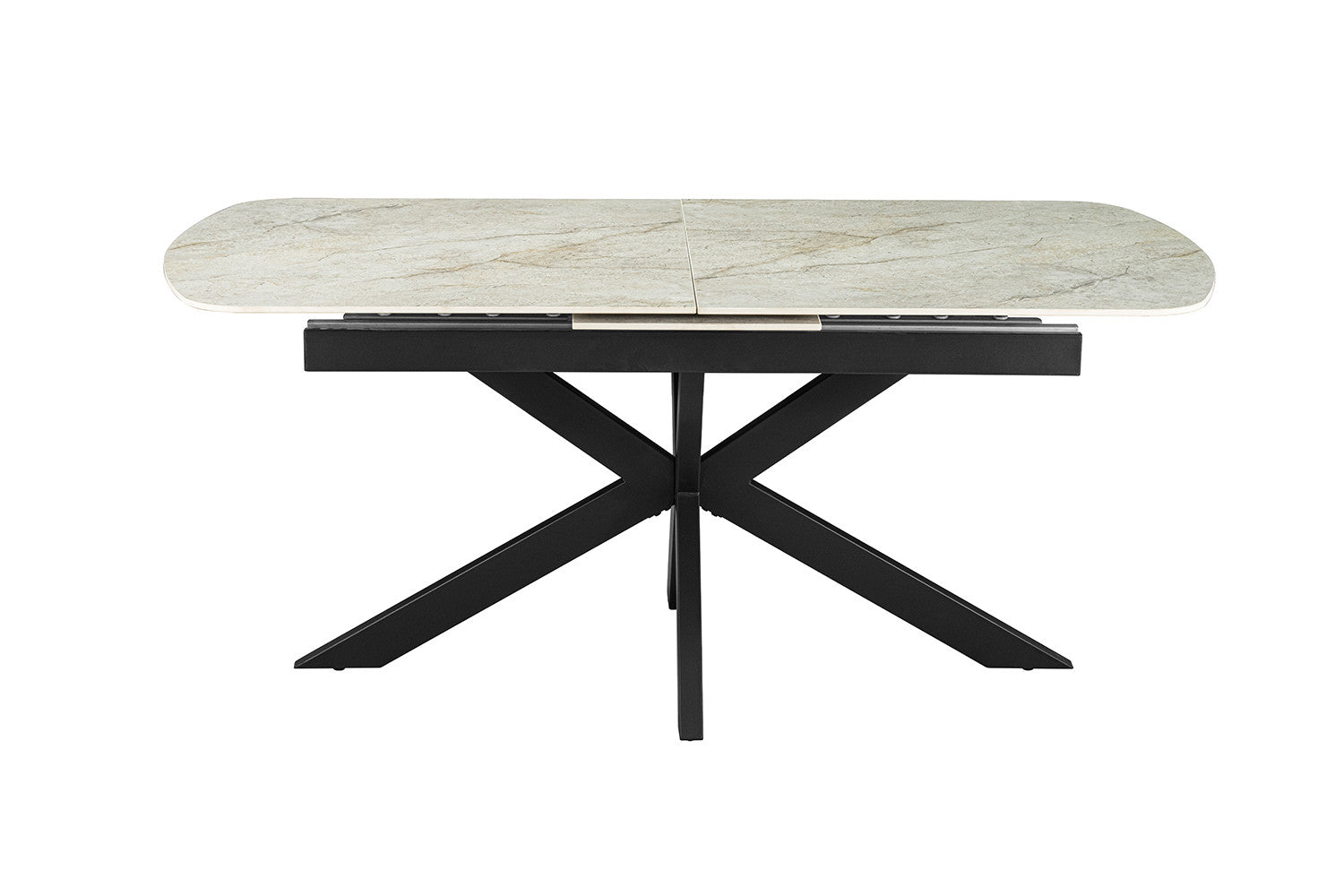 Uitschuifbare tafel 'Hestia' 180-220 cm Deens ovaal glanzend steen beige - RS